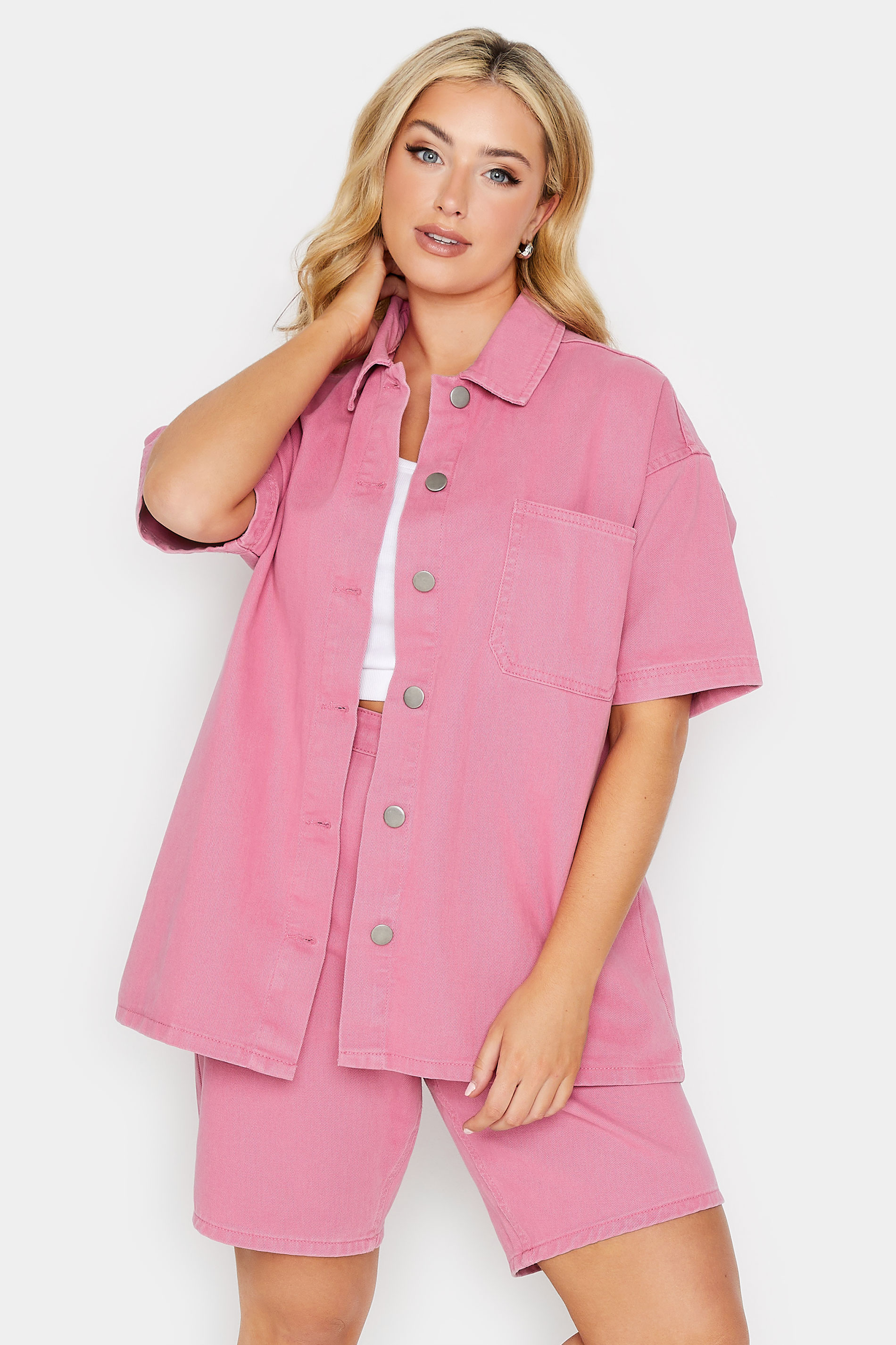 YOURS Plus Size Pink Denim Shirt | Yours Clothing 1