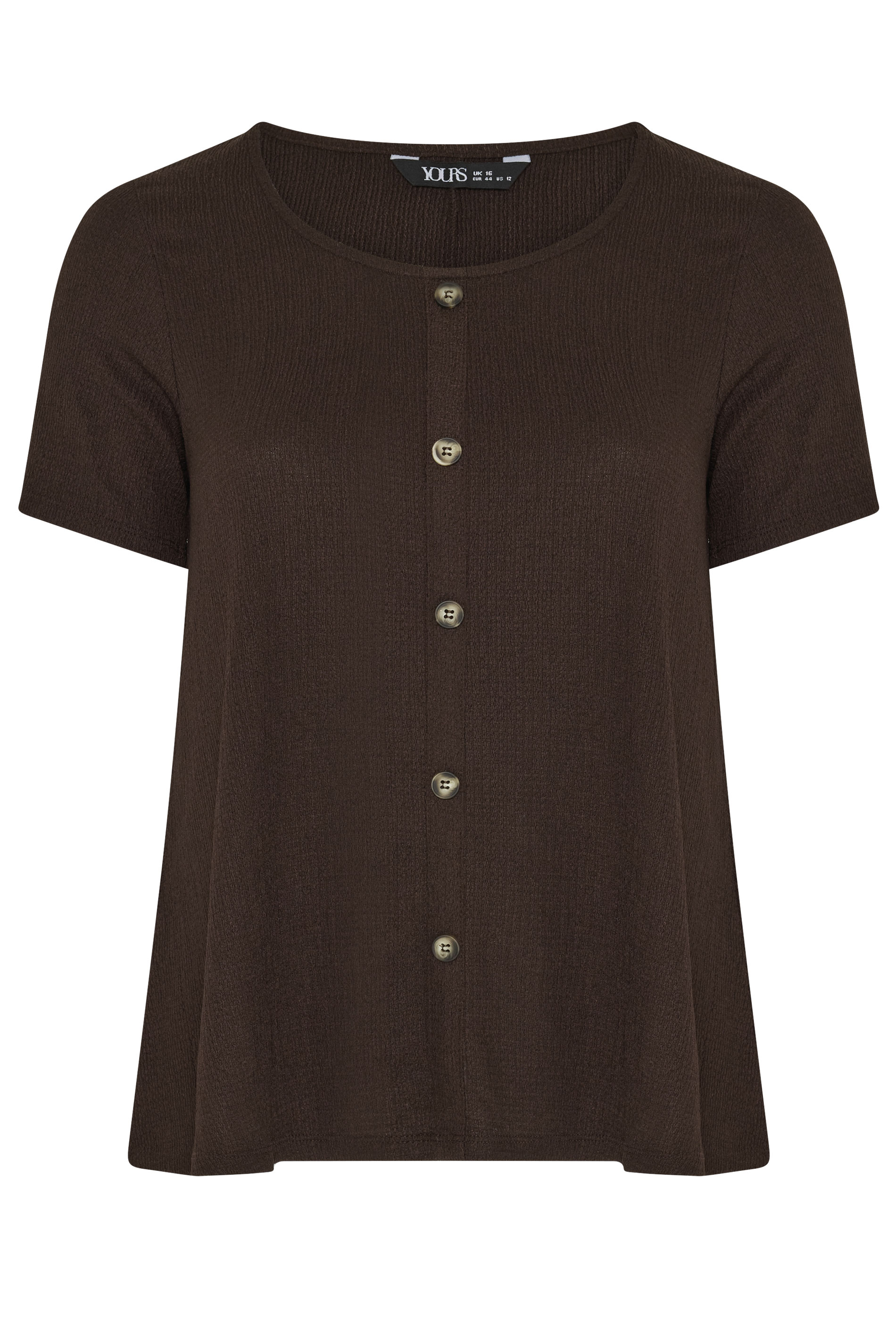 YOURS Plus Size Brown Crinkle T-Shirt | Yours Clothing 5