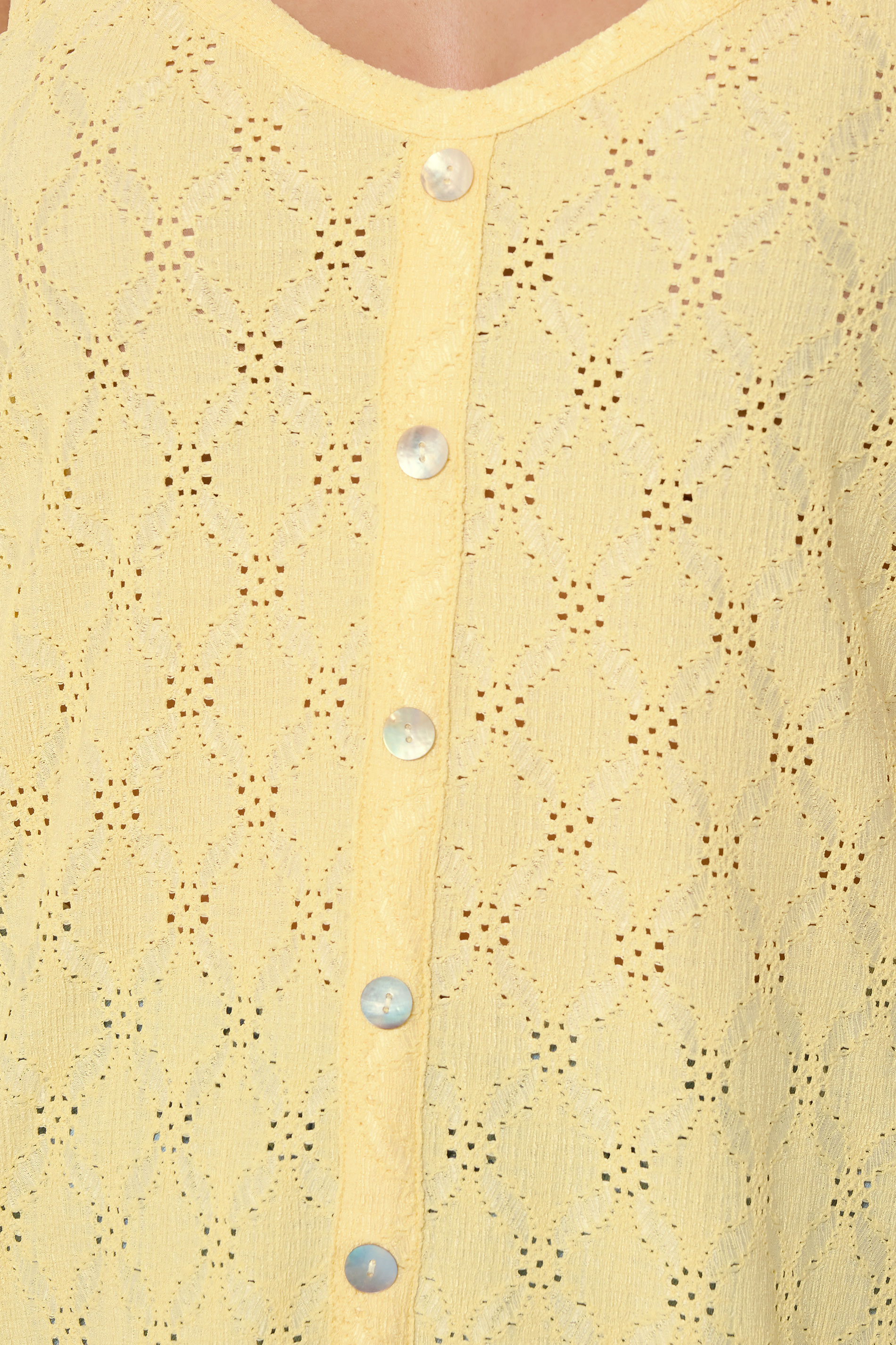 YOURS Plus Size Yellow Broderie Anglaise Peplum Top | Yours Clothing 4