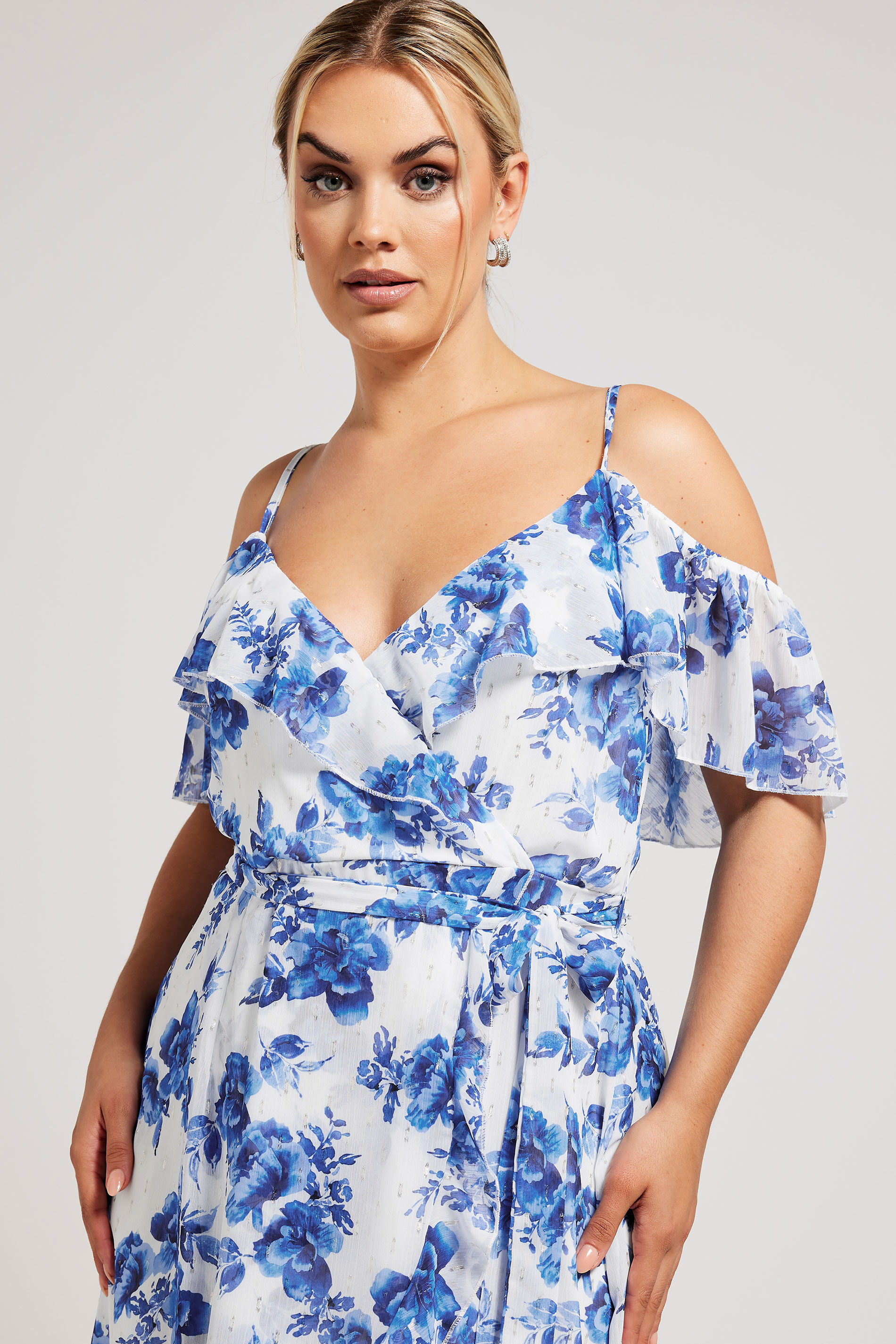 YOURS LONDON Plus Size White Floral Print Ruffle Hem Dress | Yours Clothing 2