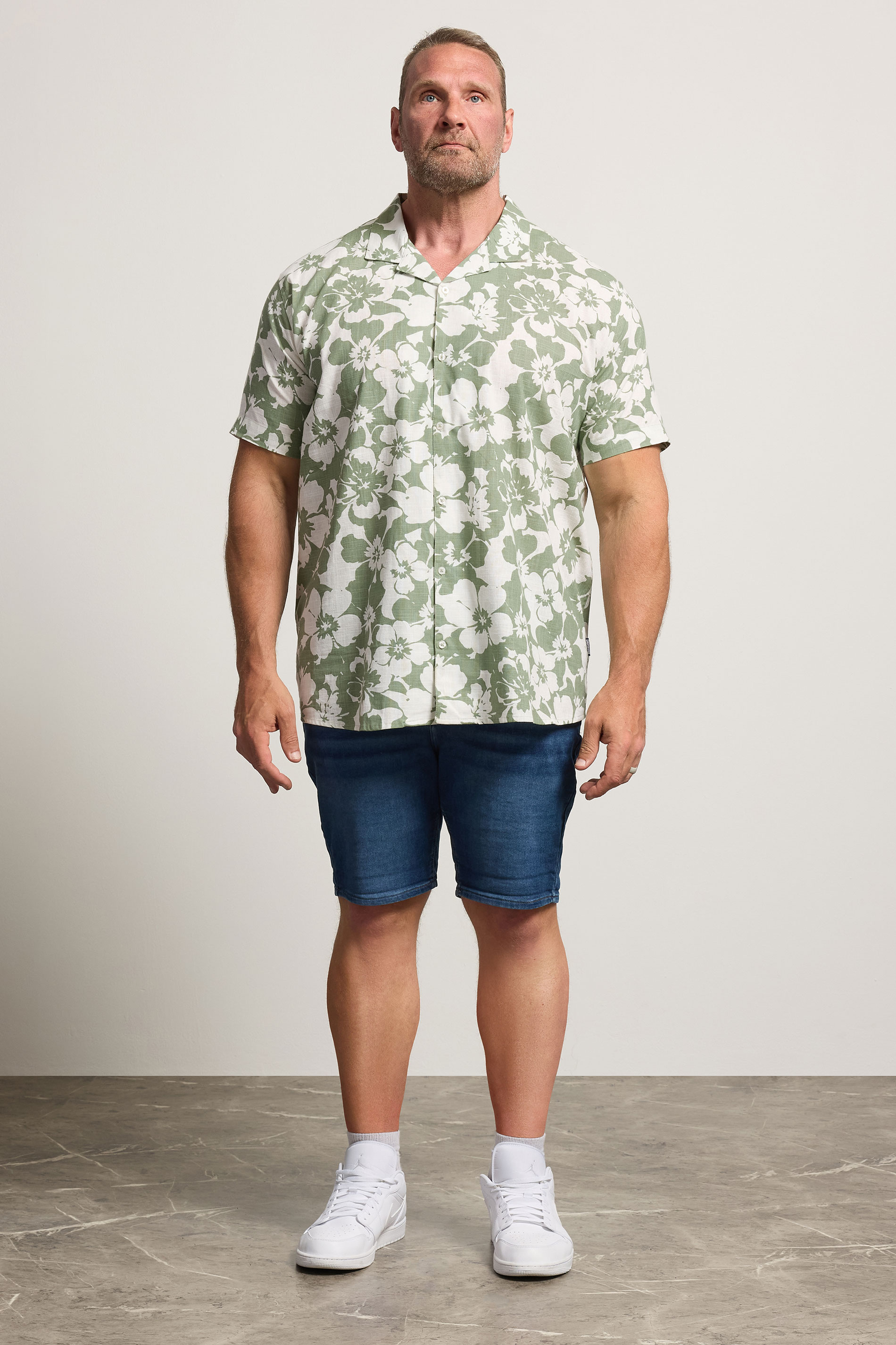 BadRhino Big & Tall Green Leaf Print Short Sleeve Shirt | BadRhino 2
