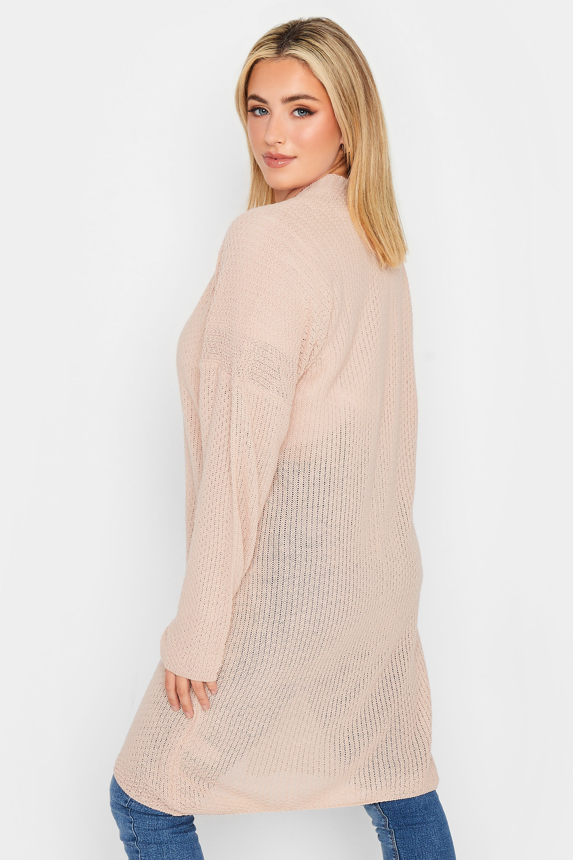 YOURS Curve Plus Size Pink Pointelle Long Sleeve Cardigan | Yours Clothing  3