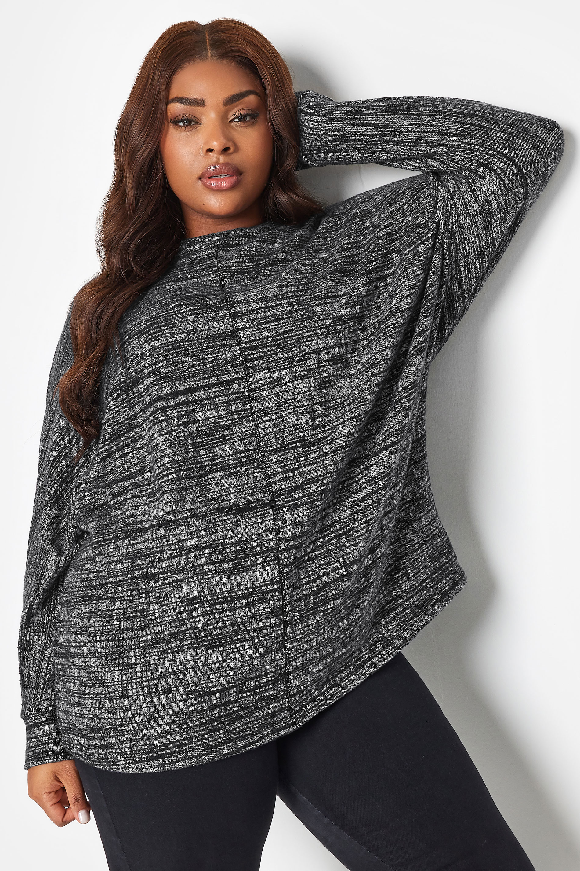 YOURS Plus Size Black Soft Touch Front Seam Jumper | Yours Clothing 1