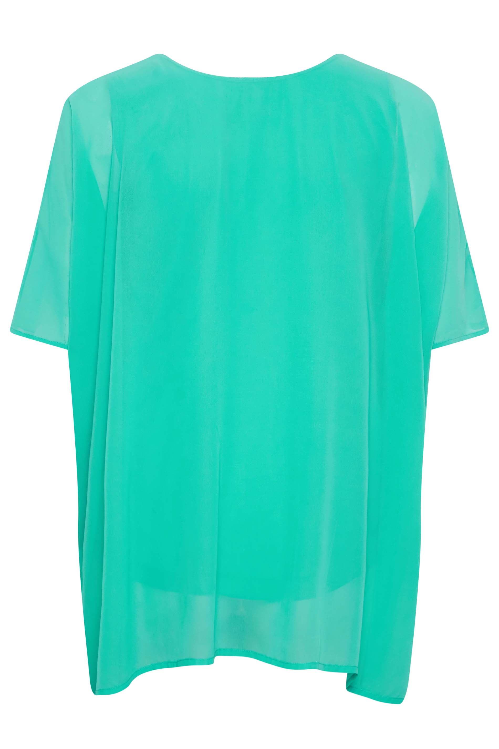 YOURS LONDON Plus Size Curve Turquoise Green Cape Top | Yours Clothing