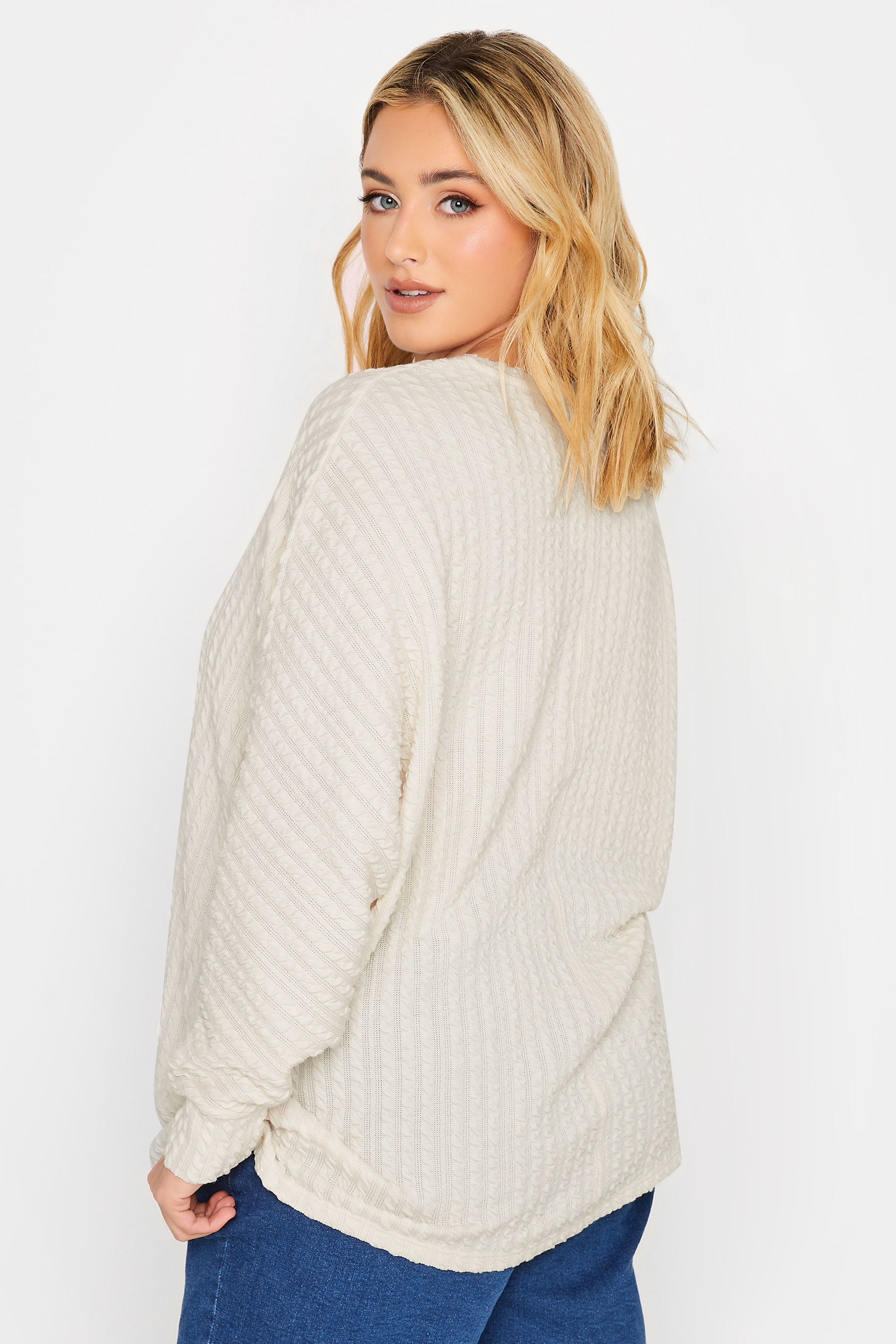YOURS Plus Size White Textured Soft Touch Top | Yours Clothing 3