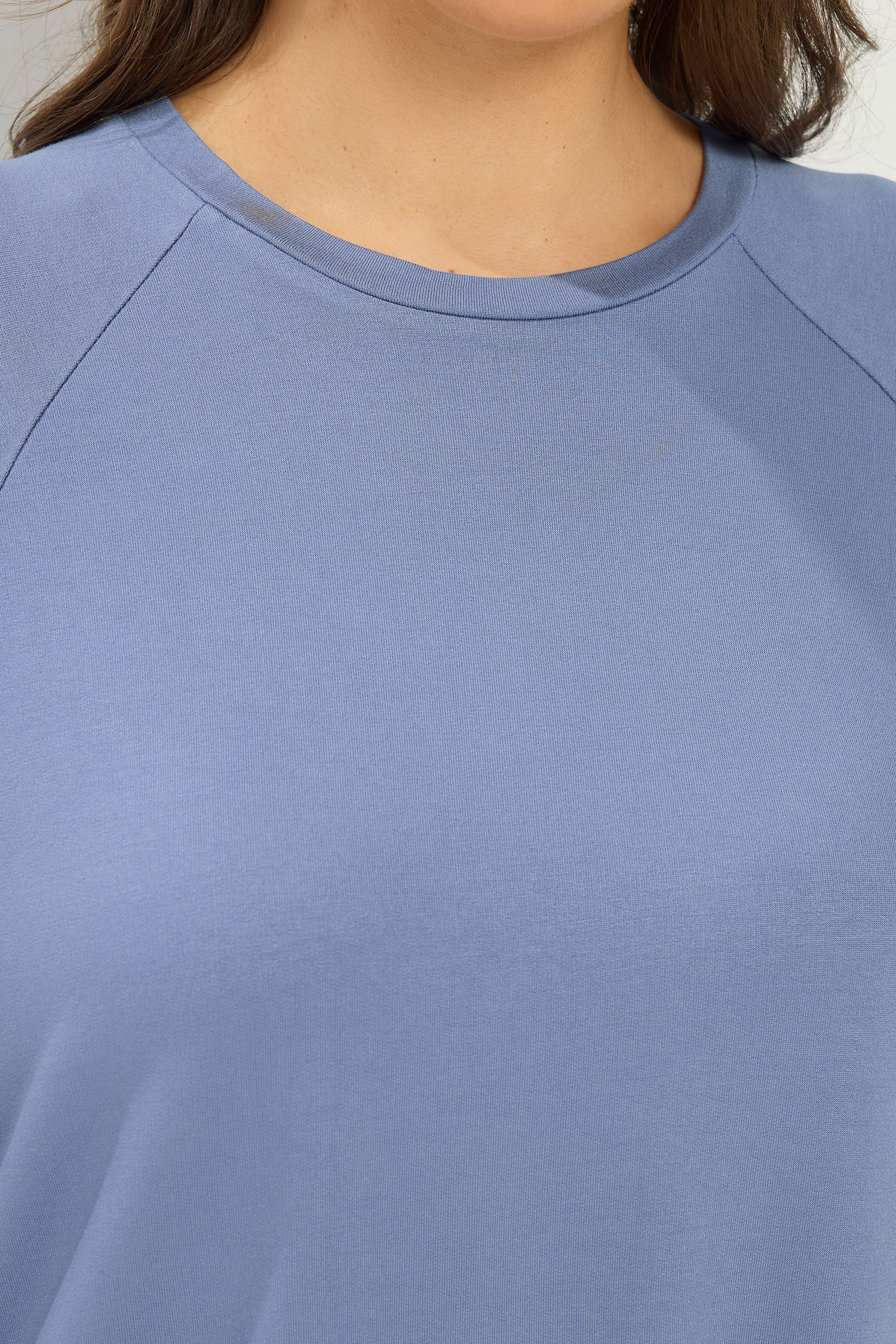 YOURS Plus Size Blue Soft Touch Raglan T-Shirt | Yours Clothing 4