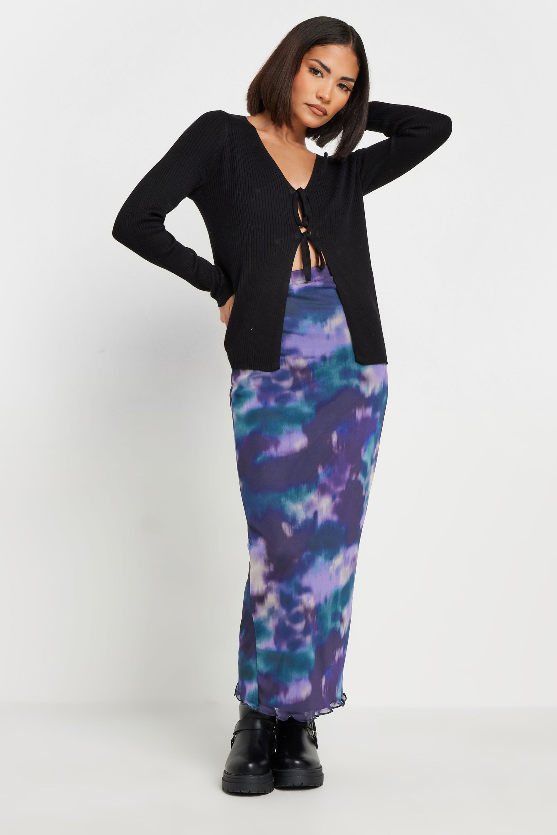 PixieGirl Purple Tie Dye Print Mesh Maxi Skirt | PixieGirl  3