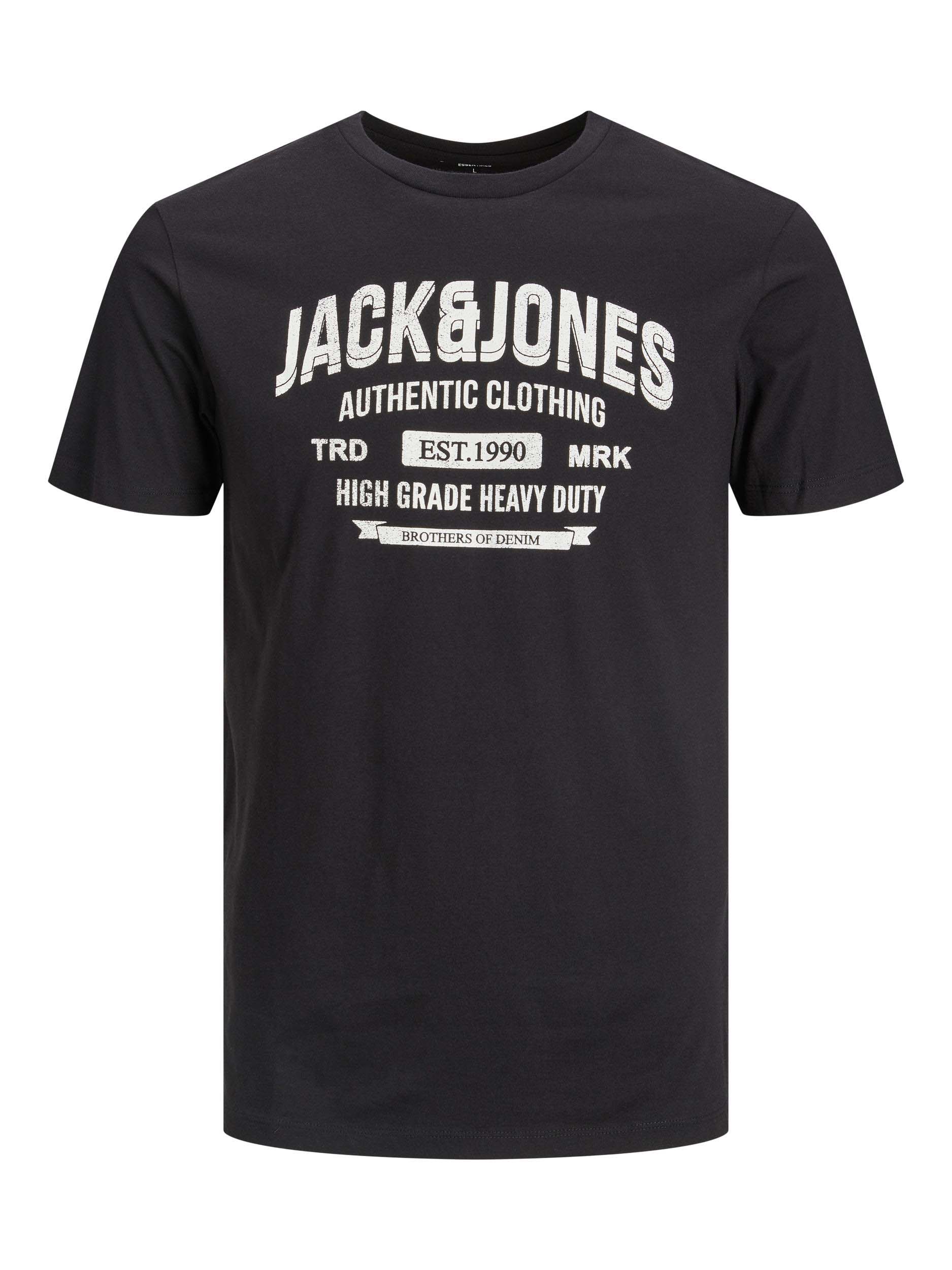 JACK & JONES Big & Tall Black 'Authentic Clothing' Logo Printed T-Shirt | BadRhino 2