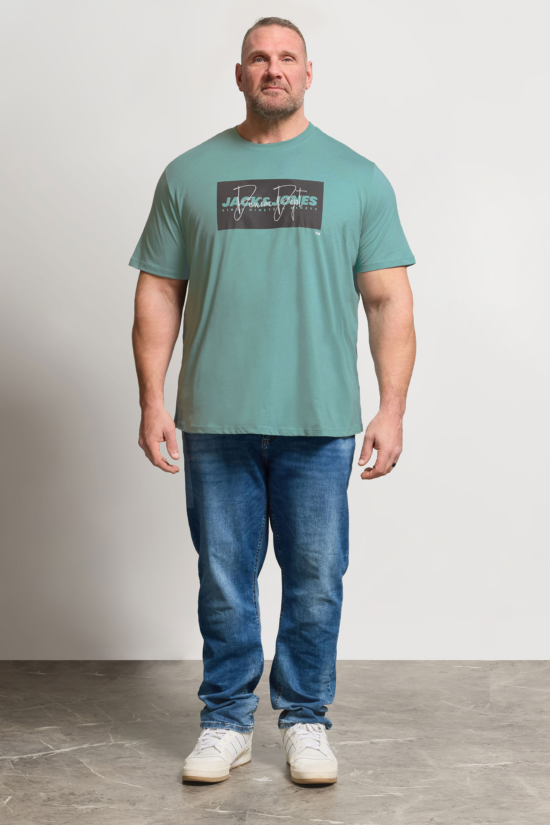 JACK & JONES Big & Tall Blue Logo Graphic T-Shirt | BadRhino 1