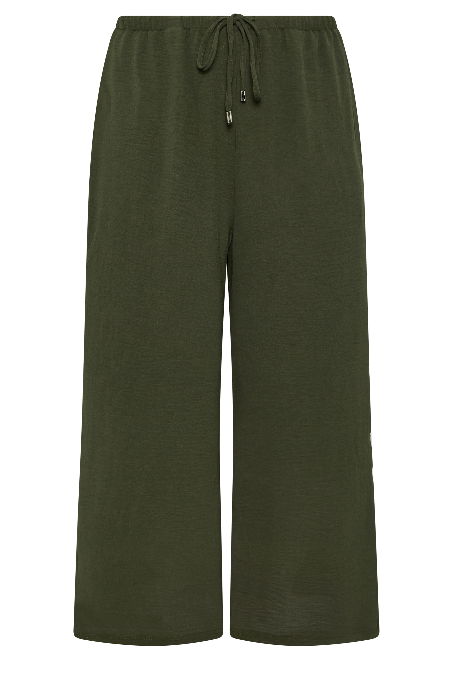 EVANS Plus Size Khaki Green Wide Leg Tie Trouser | Evans 1