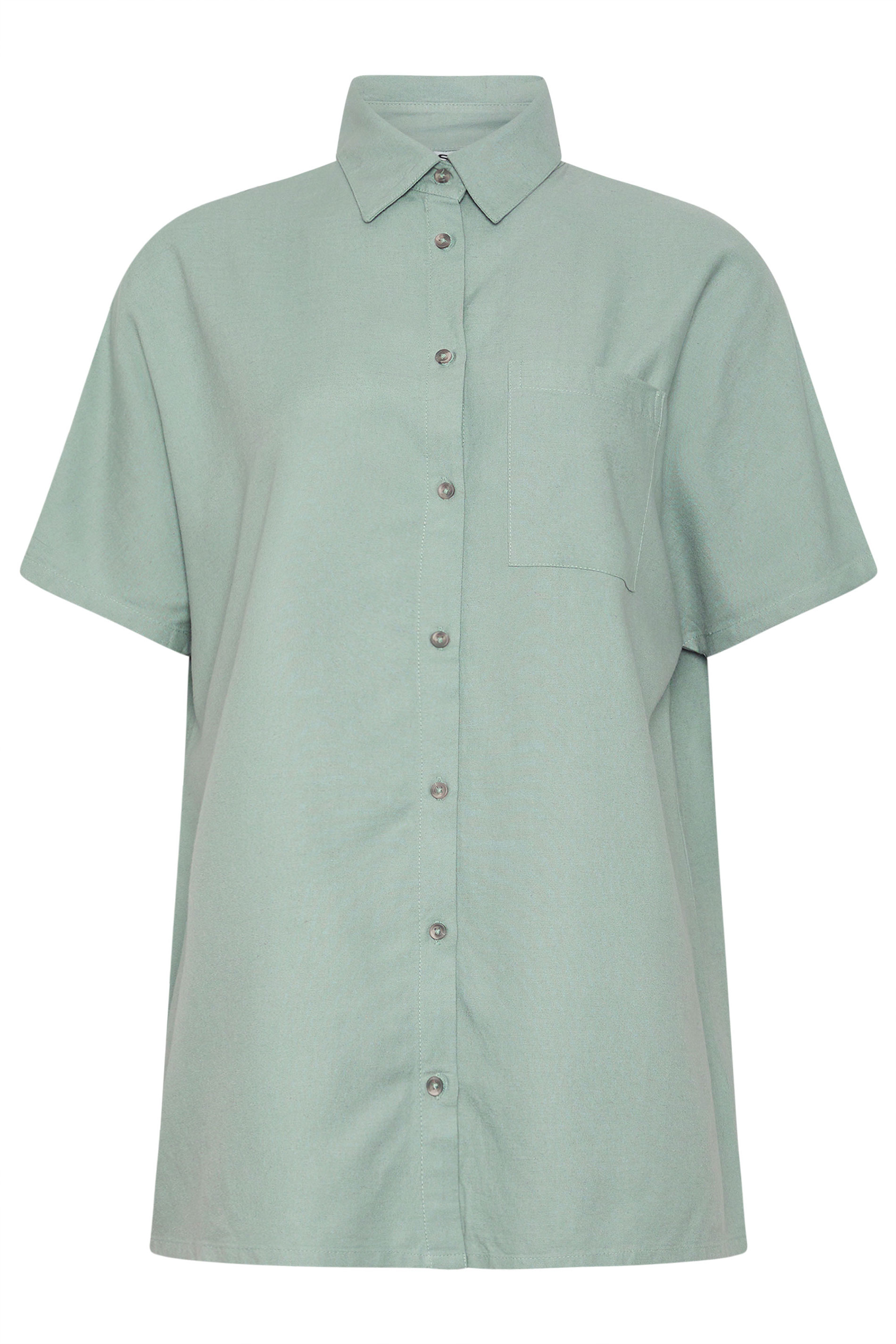 LTS Tall Women's Pale Blue Short Sleeve Linen Shirt | Long Tall Sally 6