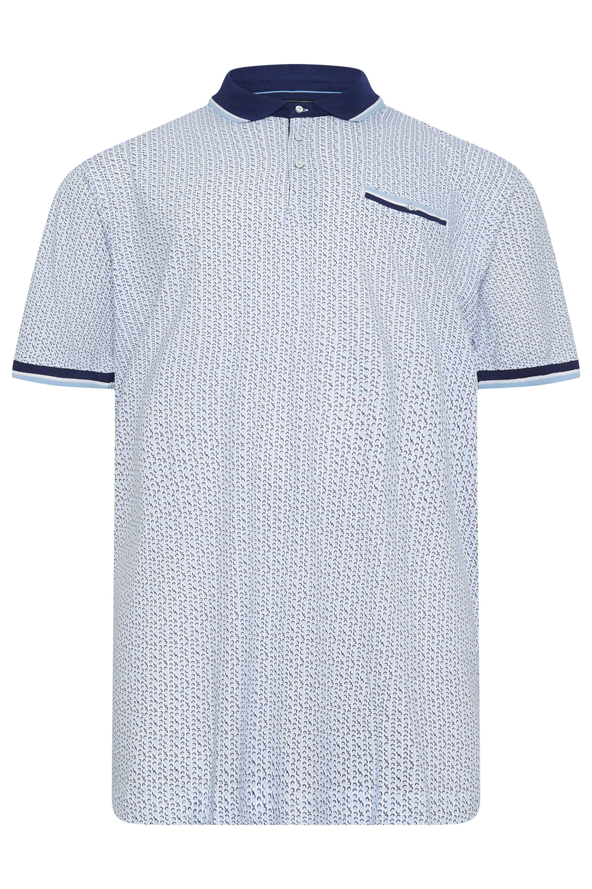 KAM Big & Tall White & Blue Dobby Jersey Polo Shirt | BadRhino 3