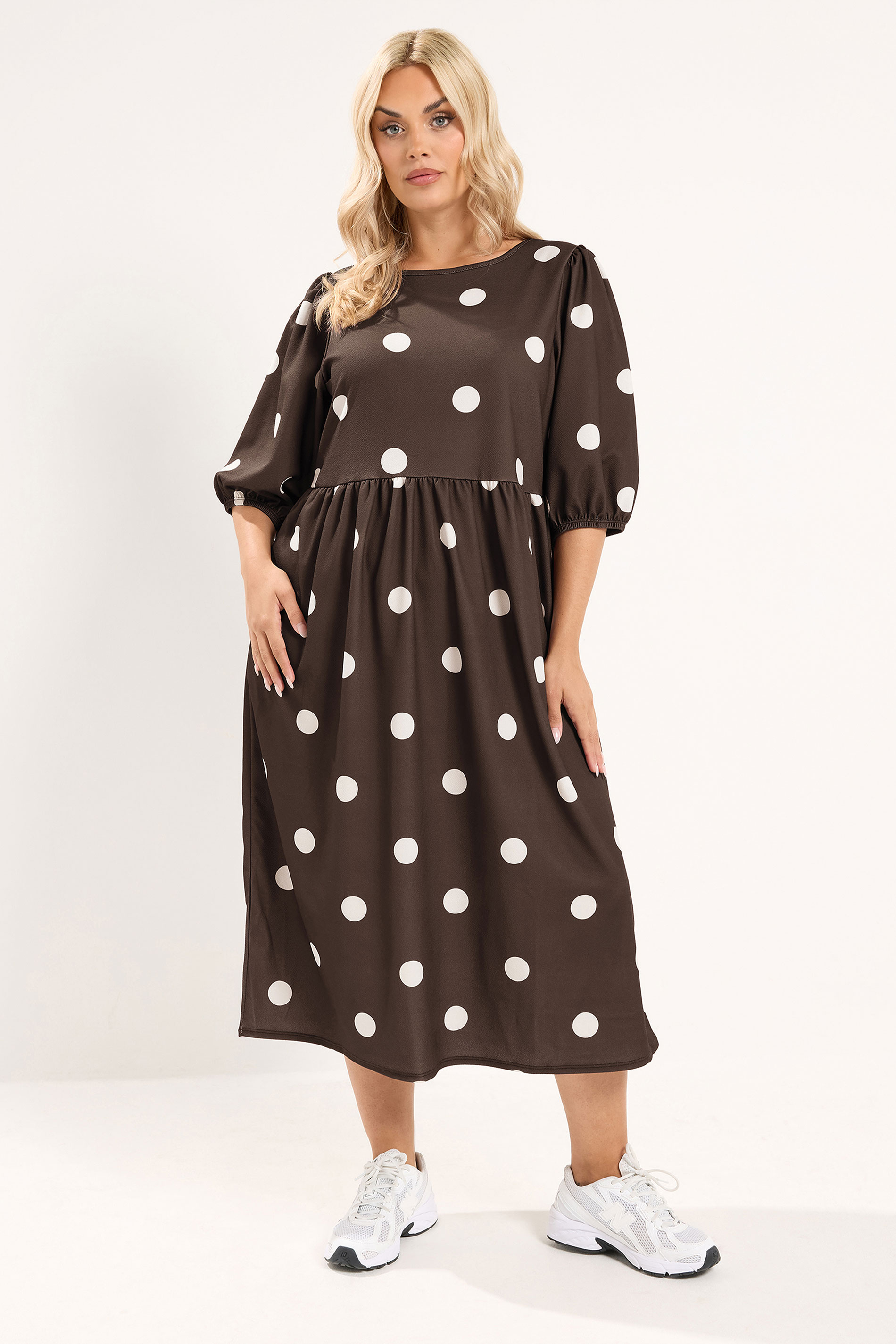 Womens Yours Curve Brown Limited Polka Dot Dress US 22-24