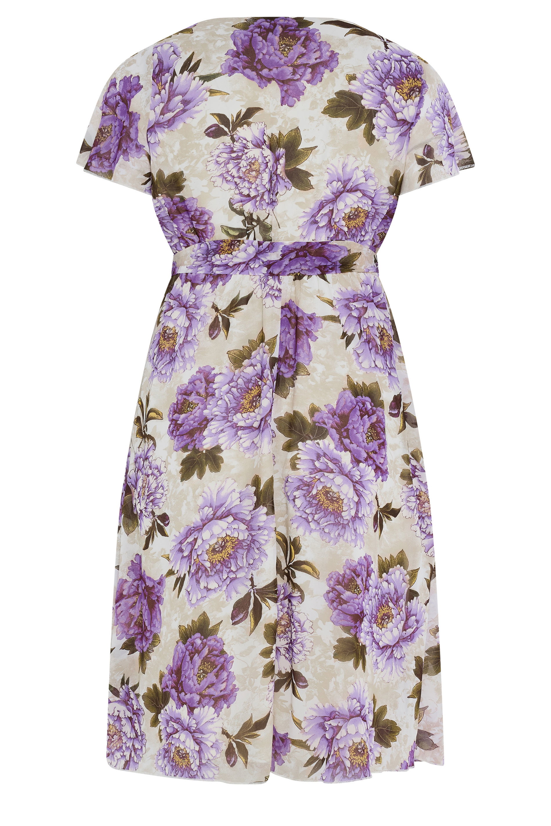 YOURS LONDON Plus Size White & Purple Floral Wrap Dress | Yours Clothing 6