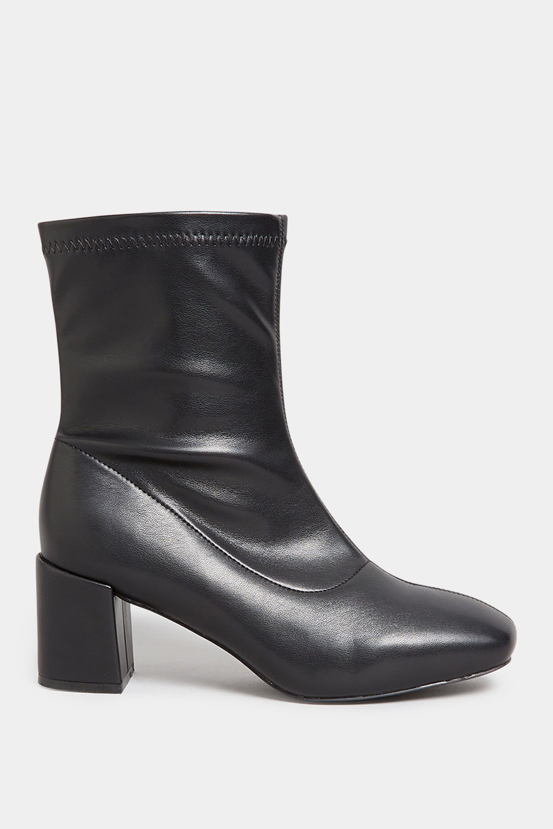 Black Square Toe Heeled Boots In Wide E Fit & Extra Wide EEE Fit | Yours Clothing 3
