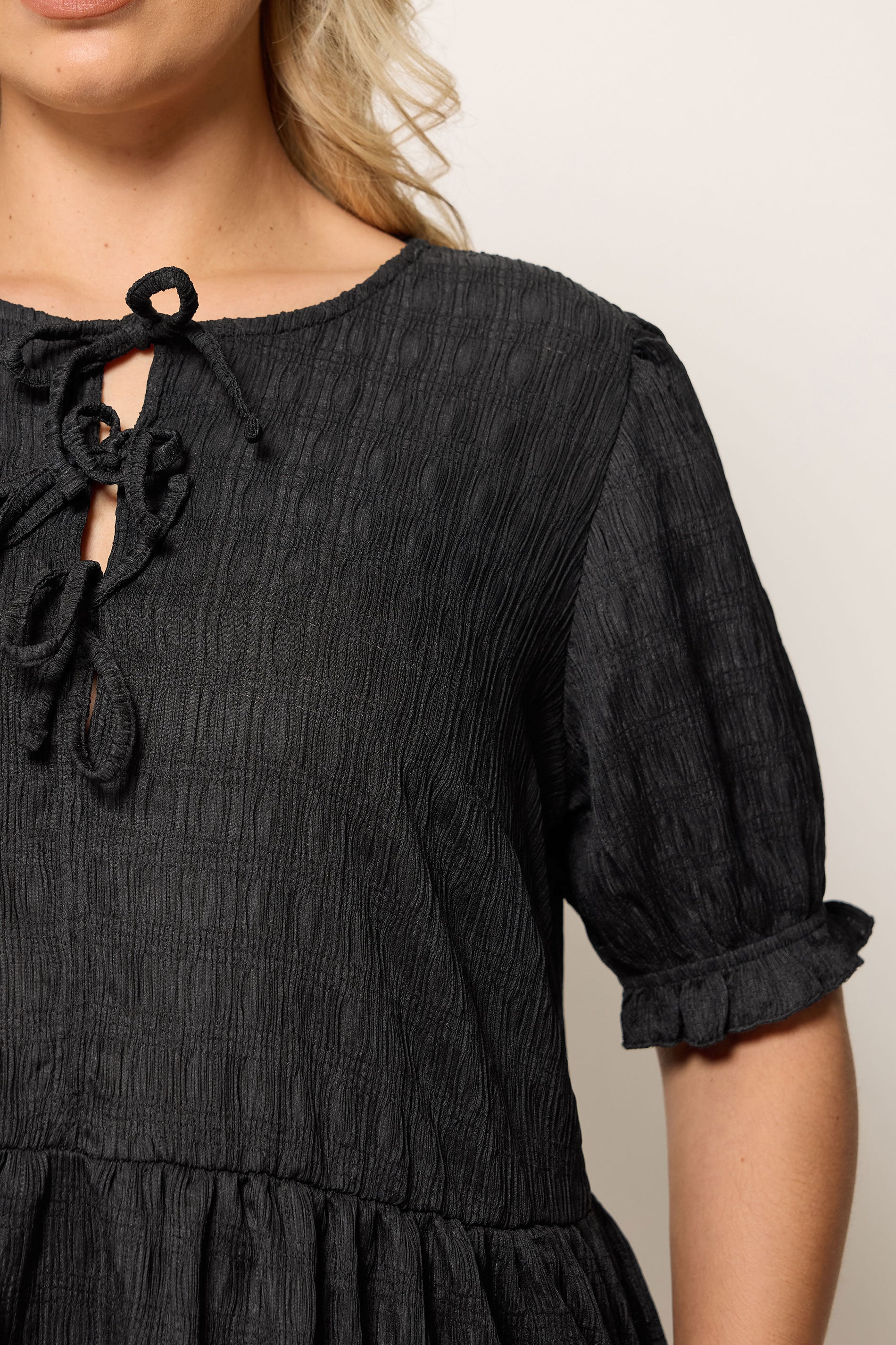 YOURS Plus Size Black Bow Front Mini Dress | Yours Clothing 4