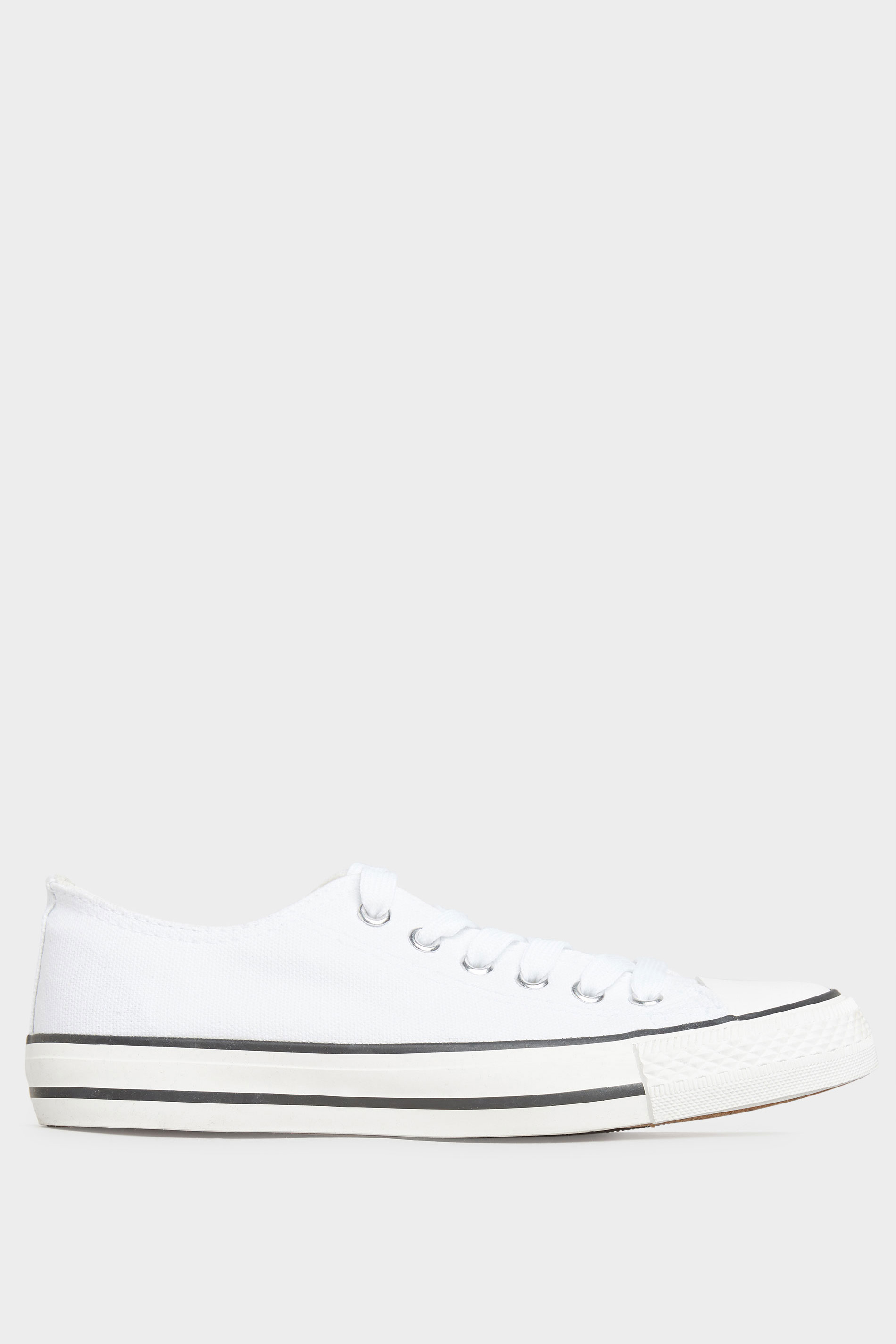 White Canvas Low Trainers In Wide Fit | Yours Clothing 3
