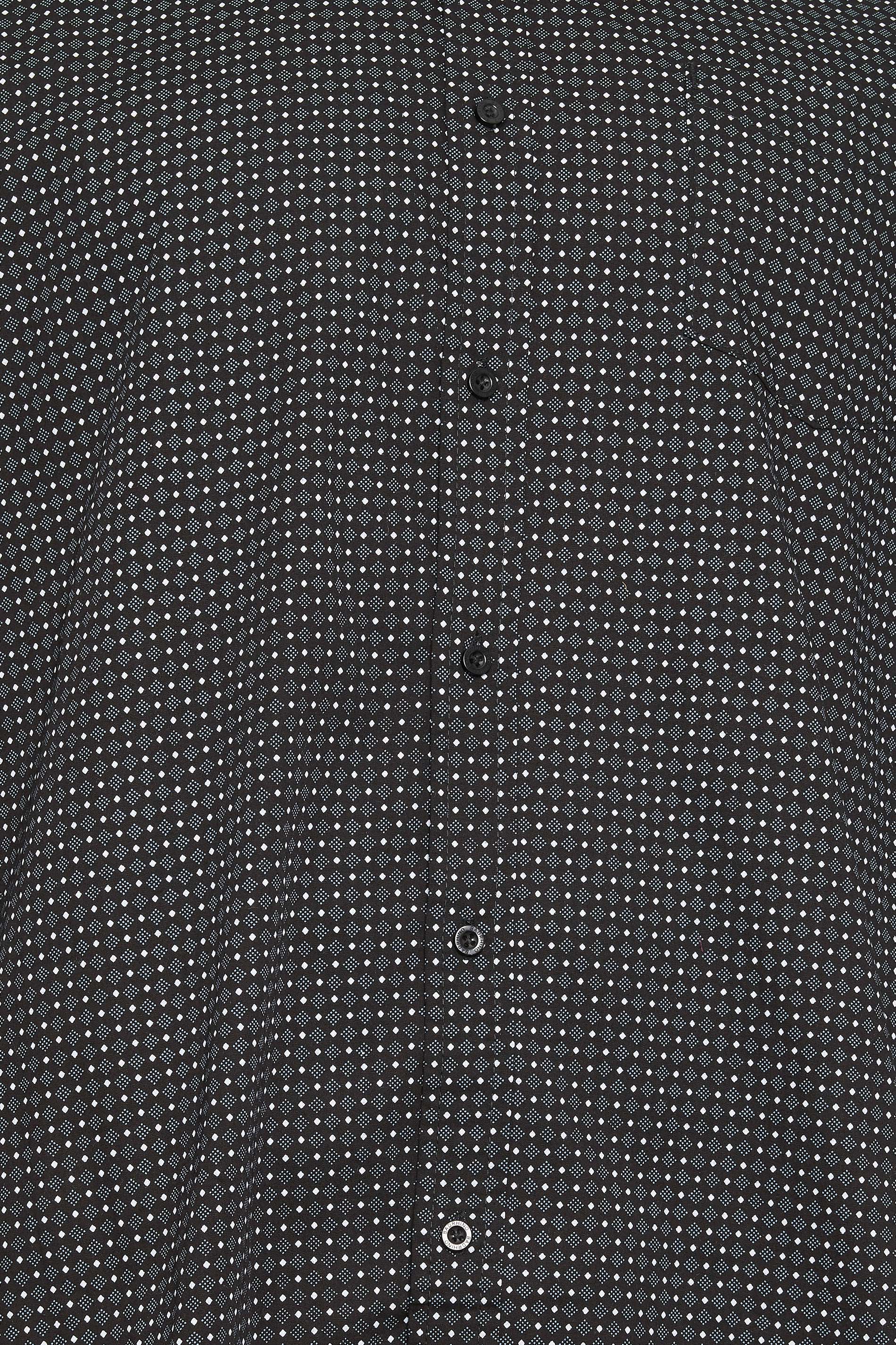 BadRhino Big & Tall Black Geometric Print Poplin Long Sleeve Shirt | BadRhino 2
