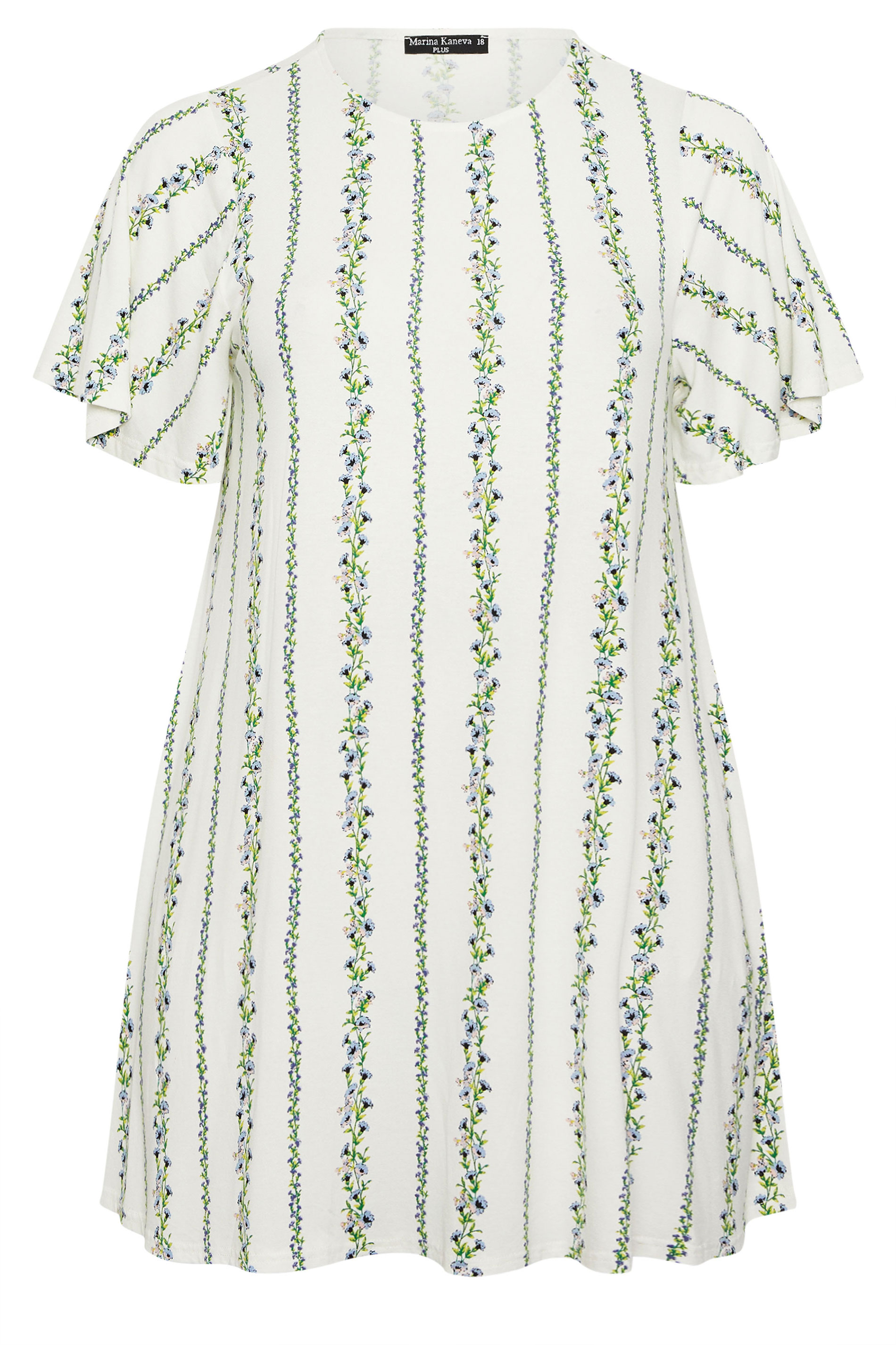 YOURS Plus Size White Floral Stripe Tunic Top | Yours Clothing 5