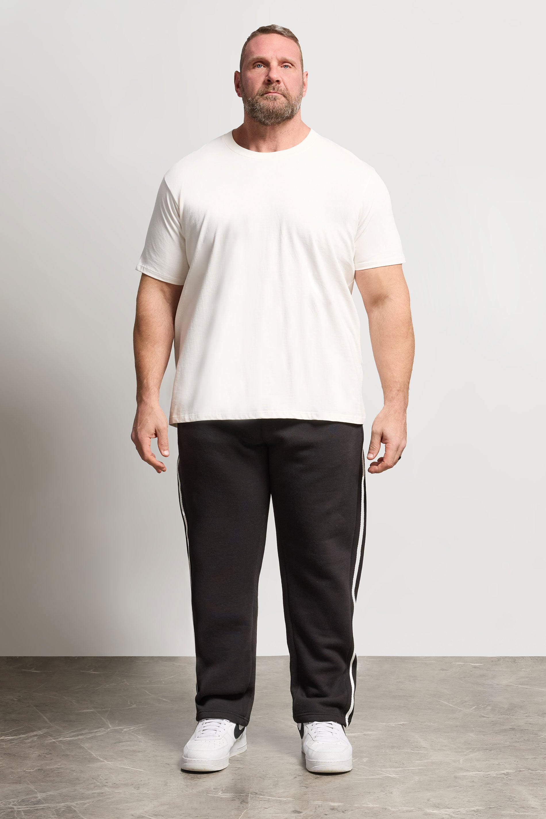 BadRhino Big & Tall Black Side Stripe Open Hem Joggers | BadRhino 2