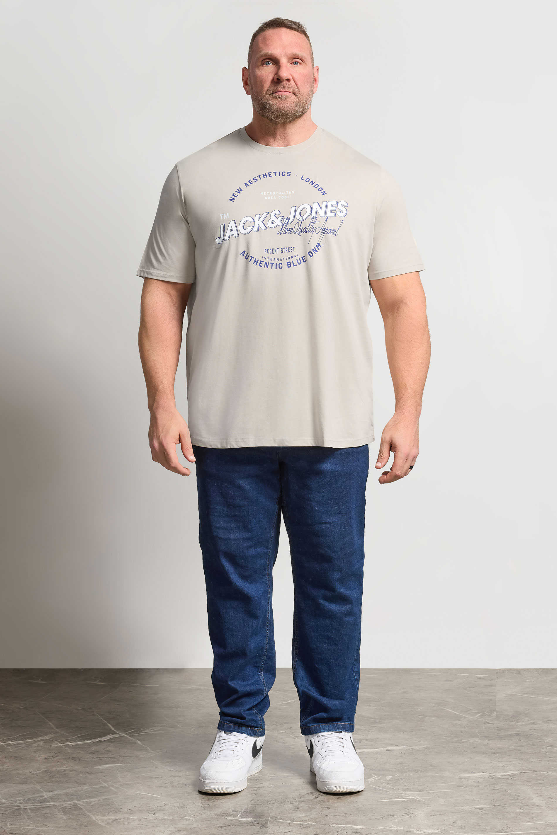 JACK & JONES Big & Tall Moonbeam White Graphic T-Shirt | BadRhino 1