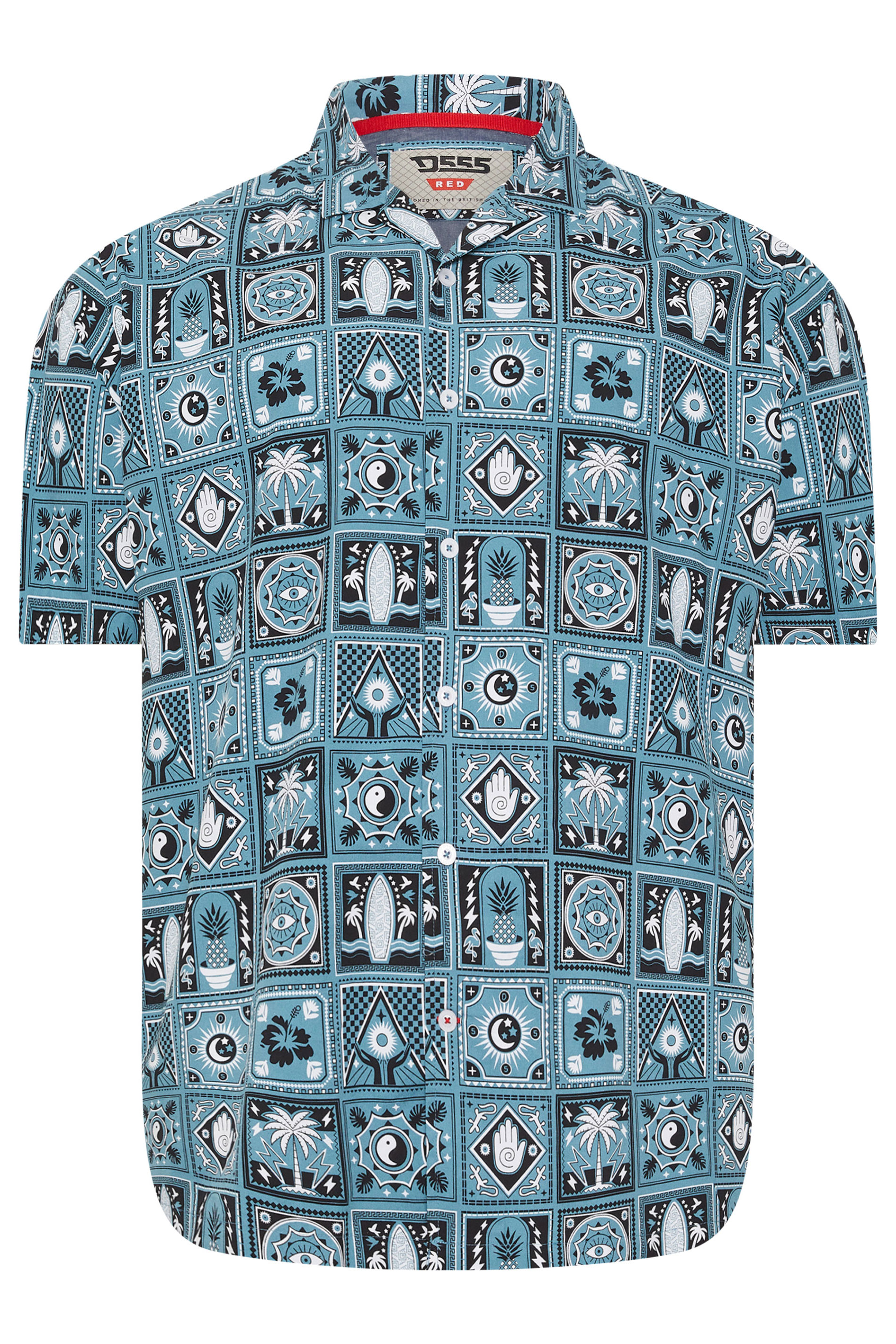 D555 Big & Tall Teal Blue Cuban Short Sleeve Shirt | BadRhino 2