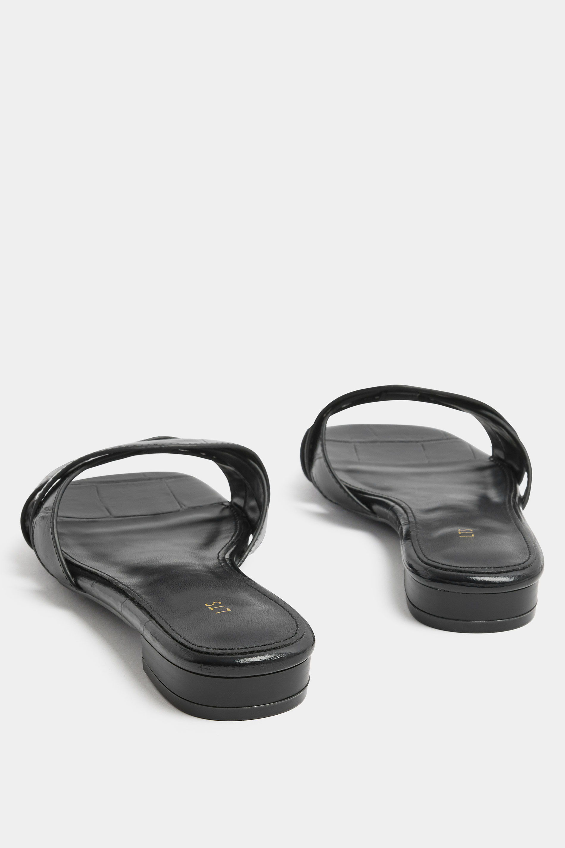 LTS Black Twisted Block Mule Sandals In Standard Fit | Long Tall Sally 4