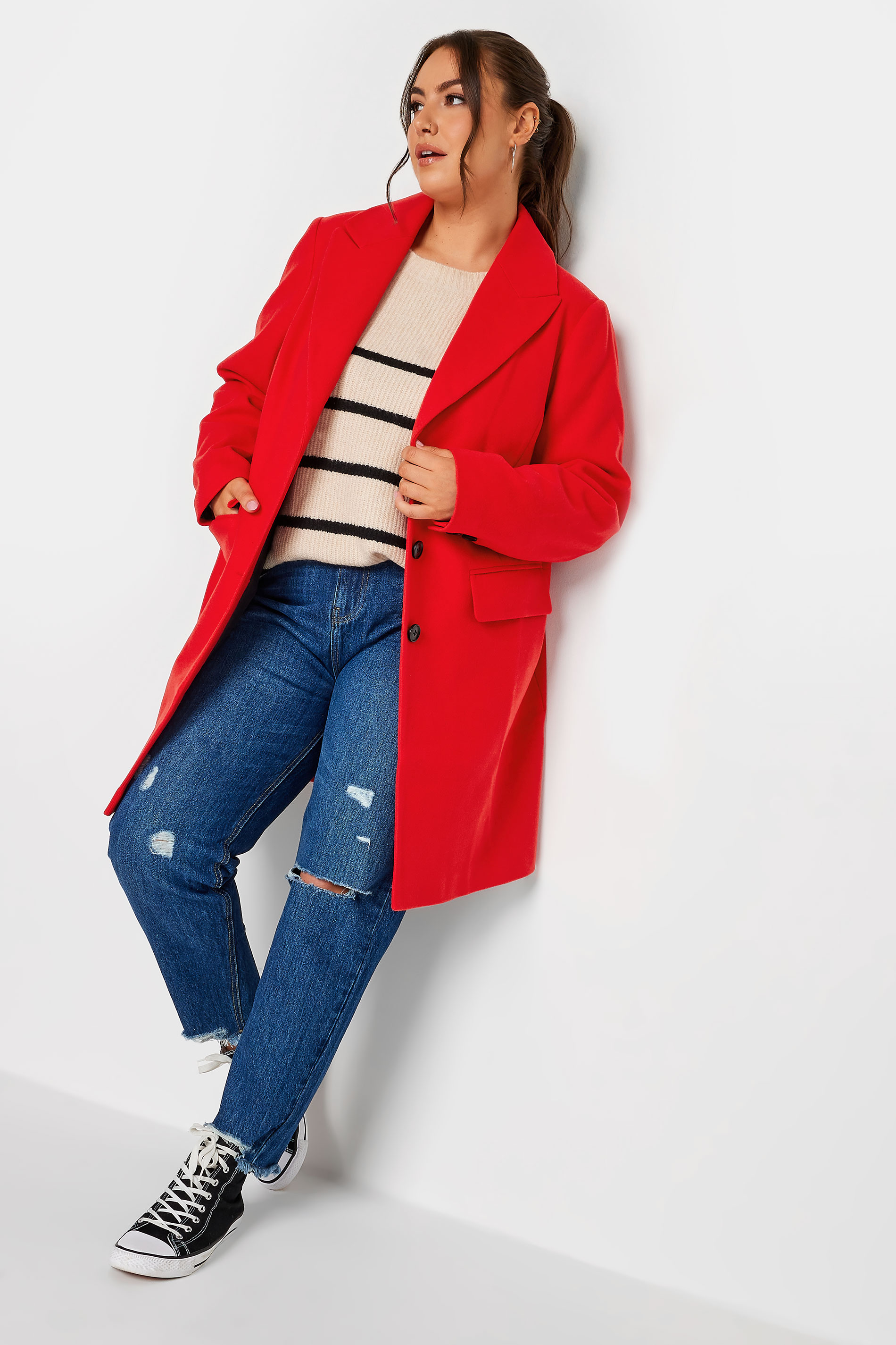 YOURS Plus Size Red Midi Formal Coat | Yours Clothing 2