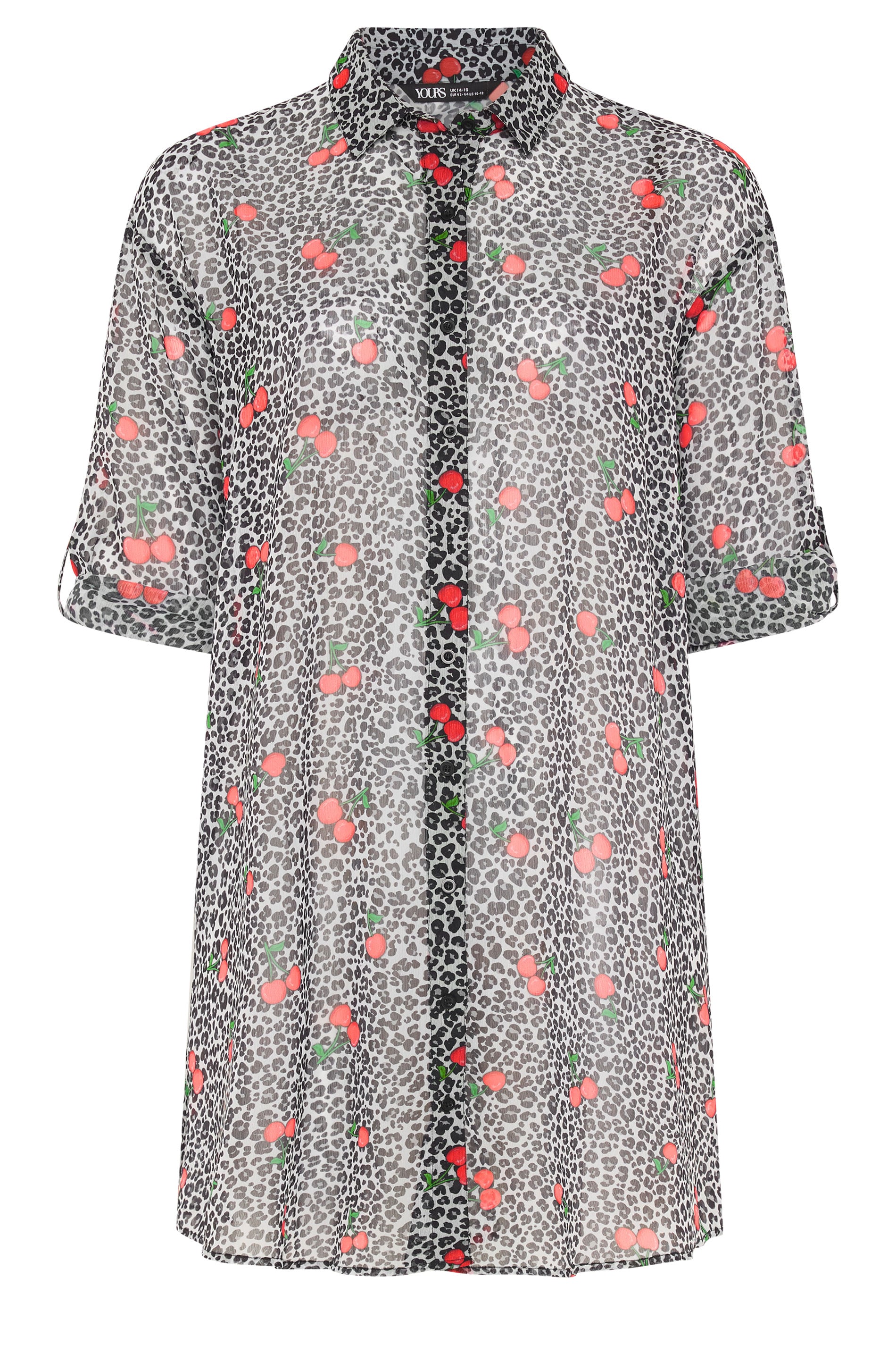 YOURS Plus Size Black Leopard Cherry Cover Up | Yours Clothing 5