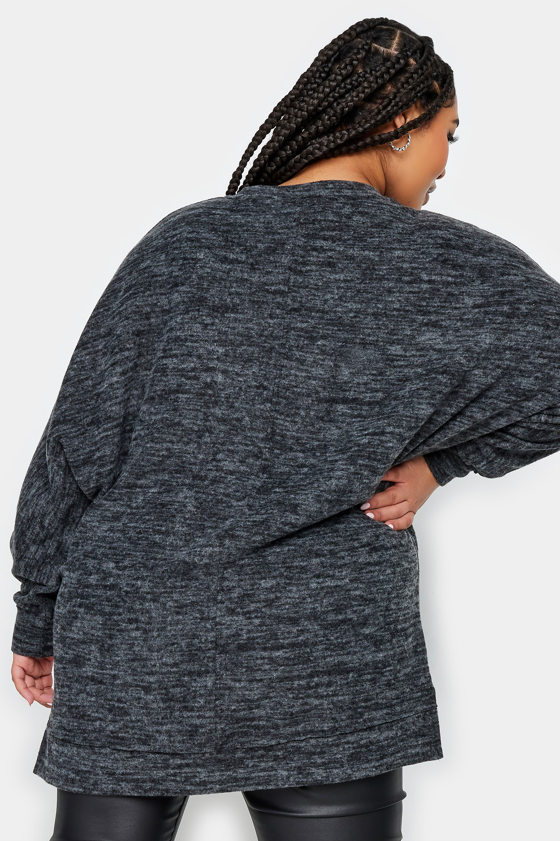 YOURS Plus Size Charcoal Grey Front Seam Soft Touch Sweatshirt | Yours Clothing 3