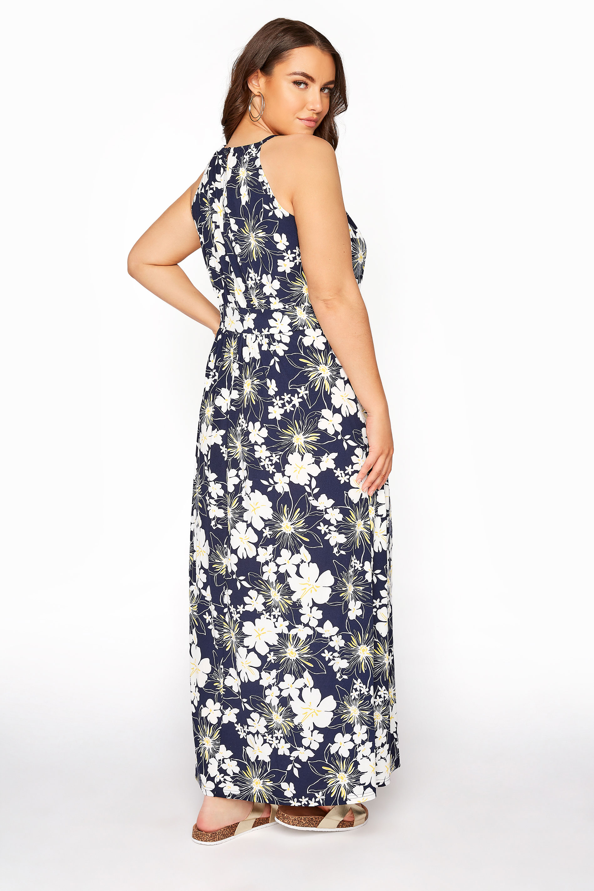 Blue Floral Keyhole Maxi Dress | Yours Clothing