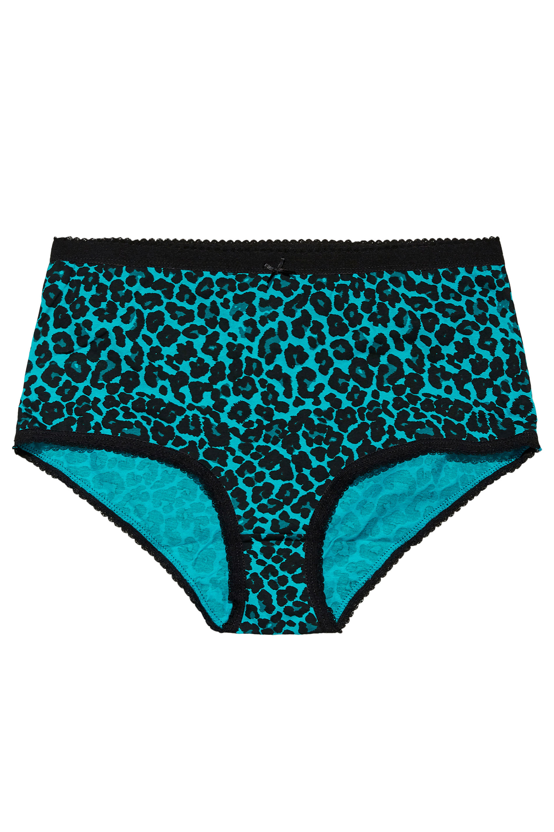 Plus Size 5 PACK Black & Teal Blue Animal Print Full Briefs | Yours Clothing  3