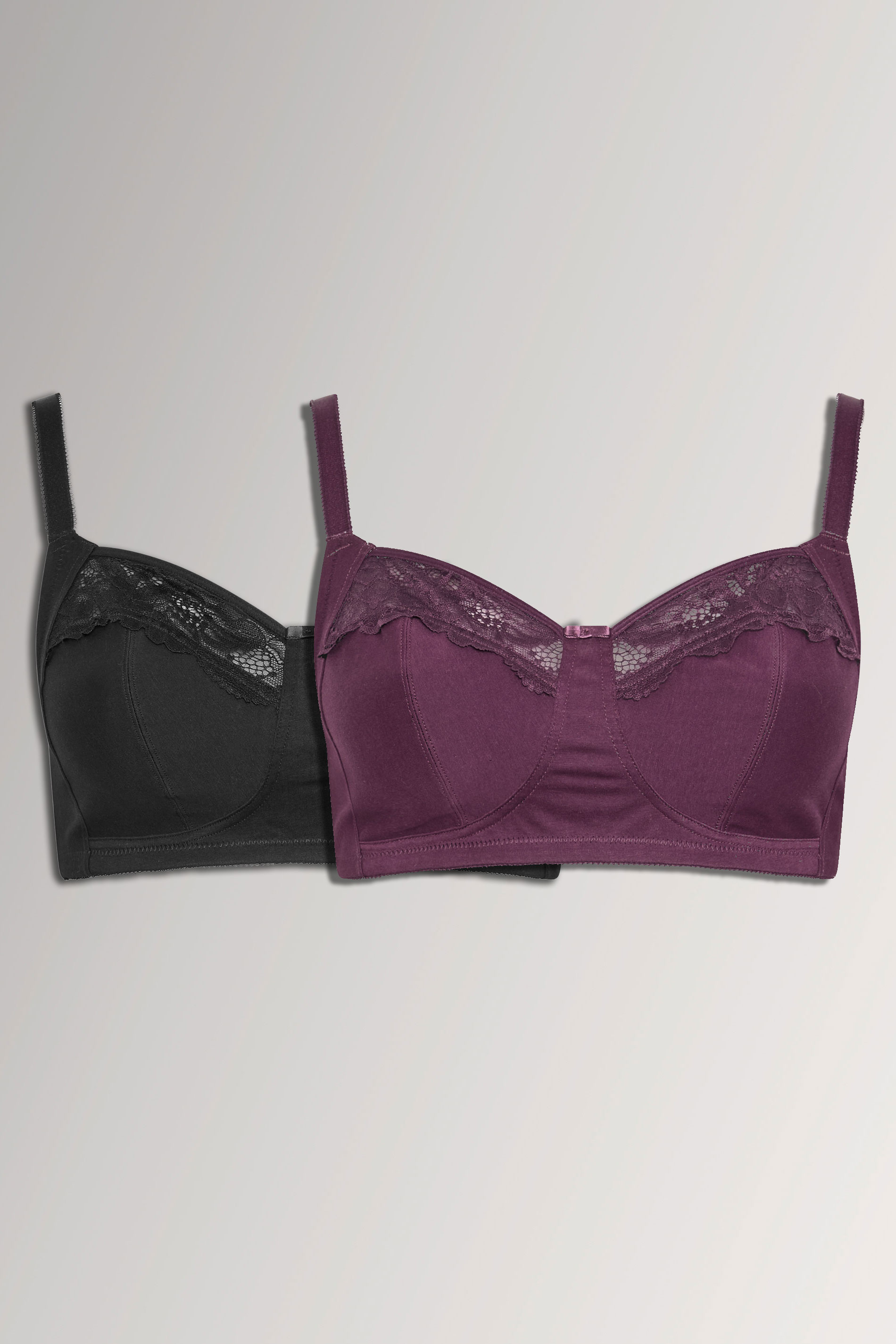 Yours Yourset 2Pack Zwarte En Paarse, Zonder Vulling En Zonder Beugels, Full Cupbh’Ssize 85C