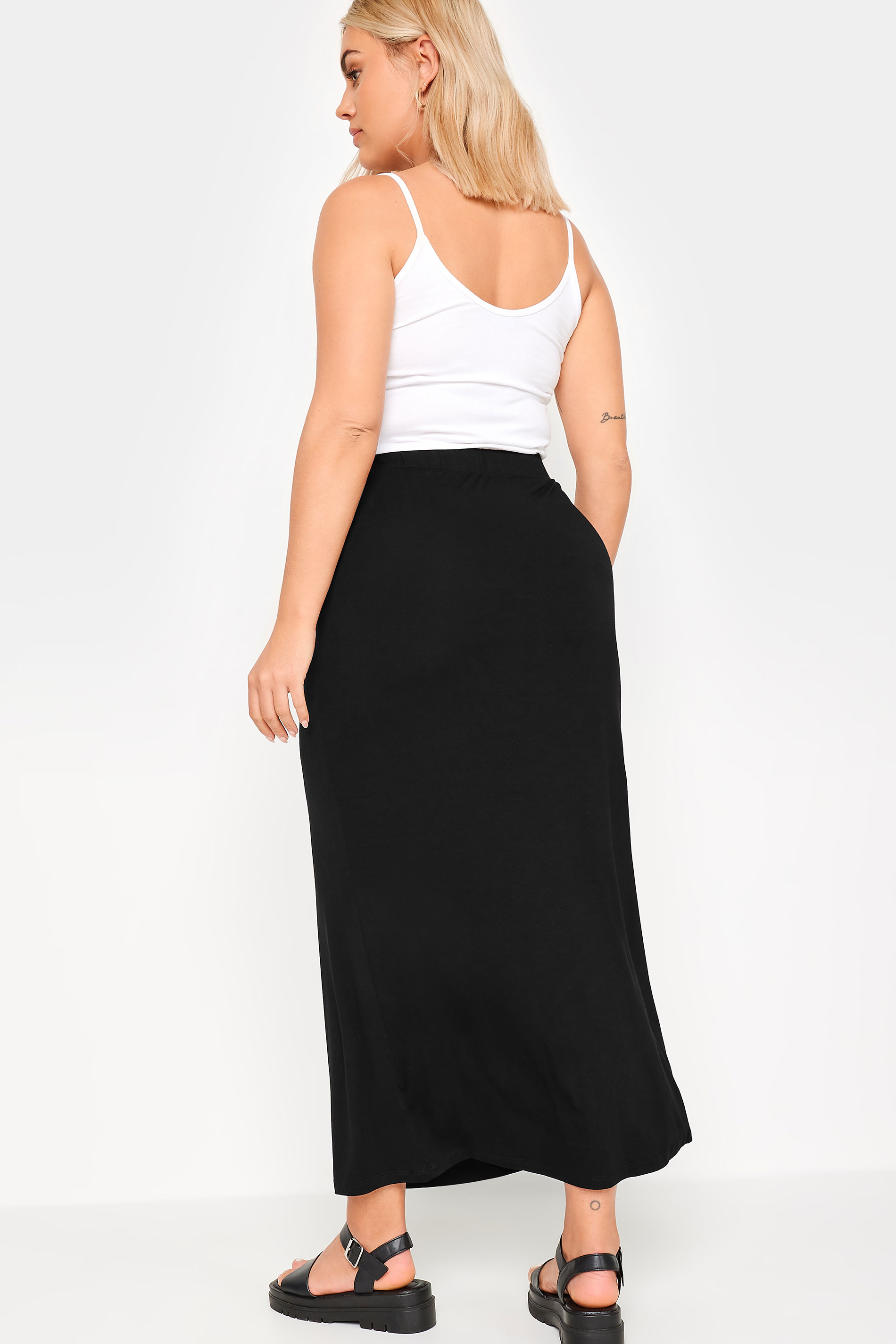 YOURS Plus Size Black Jersey Stretch Maxi Tube Skirt | Yours Clothing 3
