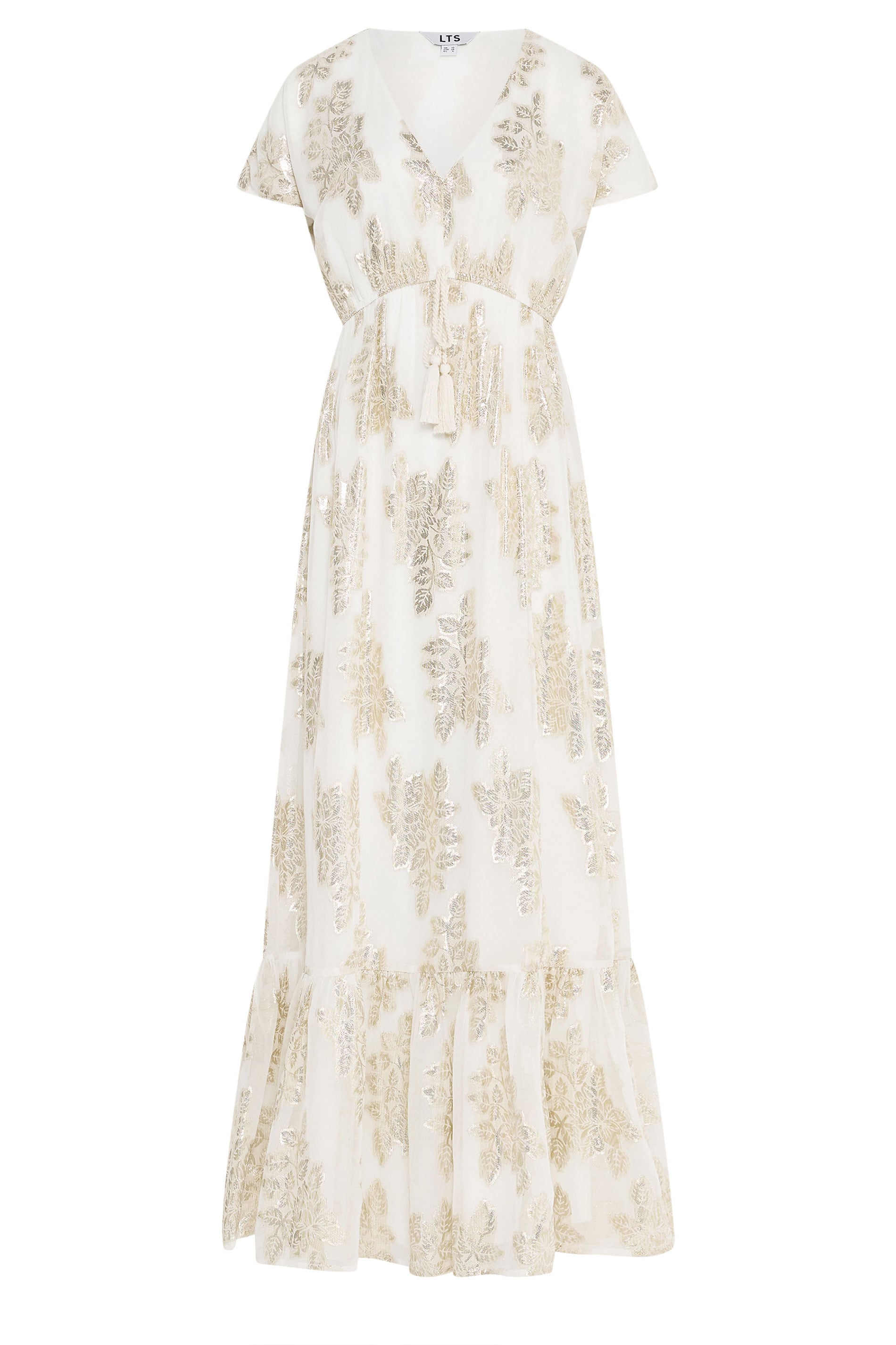 LTS Tall Women's Cream Paisley Metallic Sheer Maxi Dress | Long Tall Sally 5