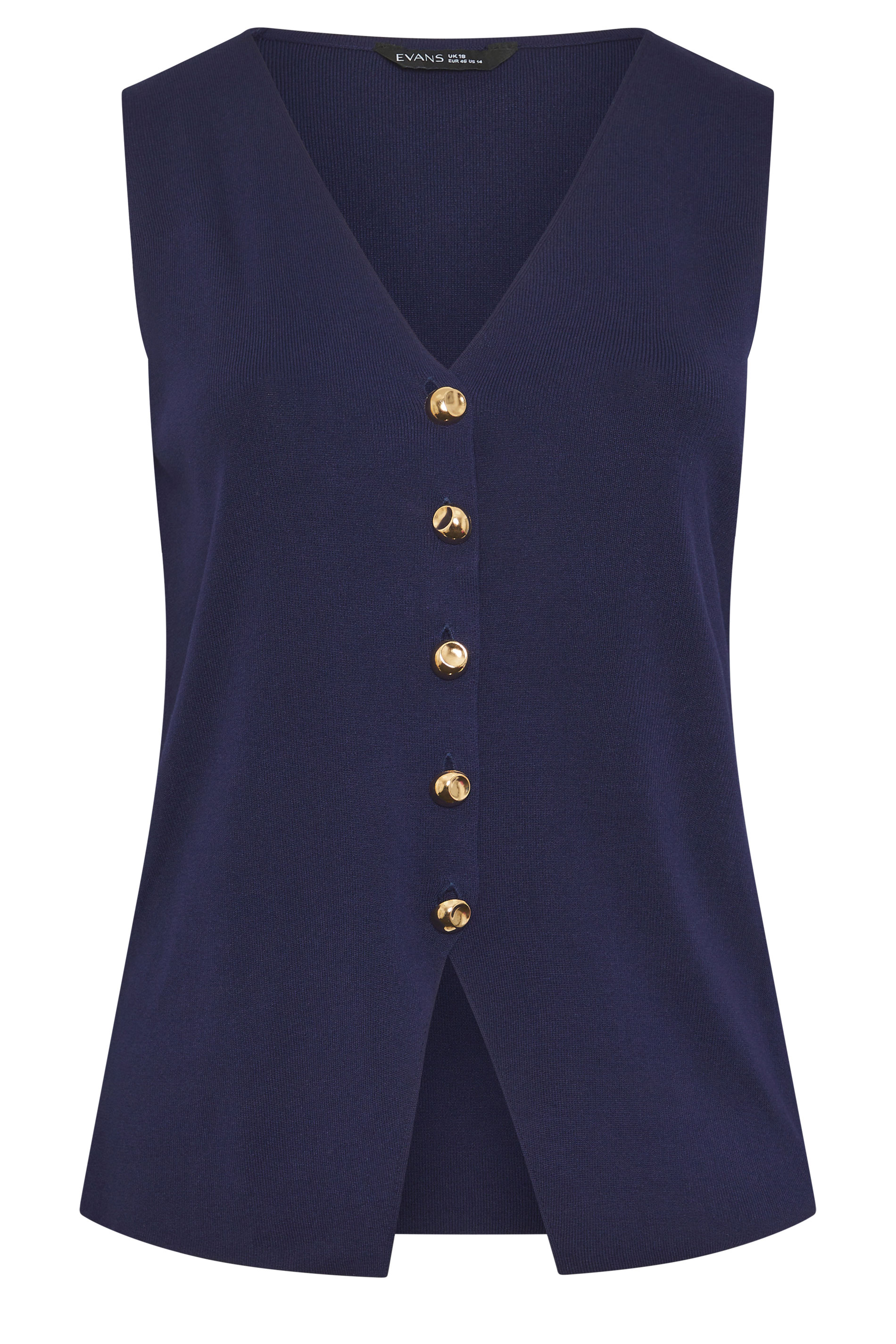 EVANS Plus Size Navy Blue Knitted Waistcoat | Evans 5
