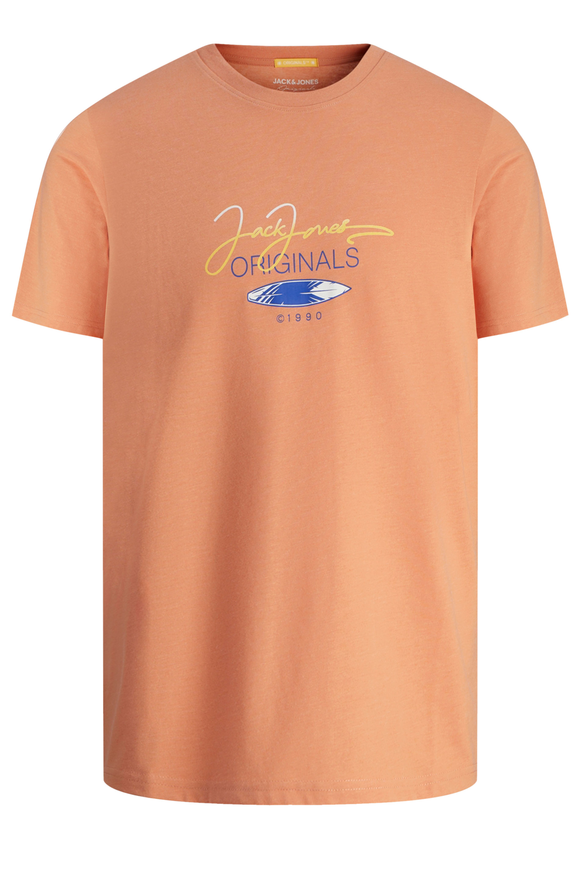 JACK & JONES Big & Tall Orange Palm Tree Print 'Originals' T-Shirt | BadRhino 2
