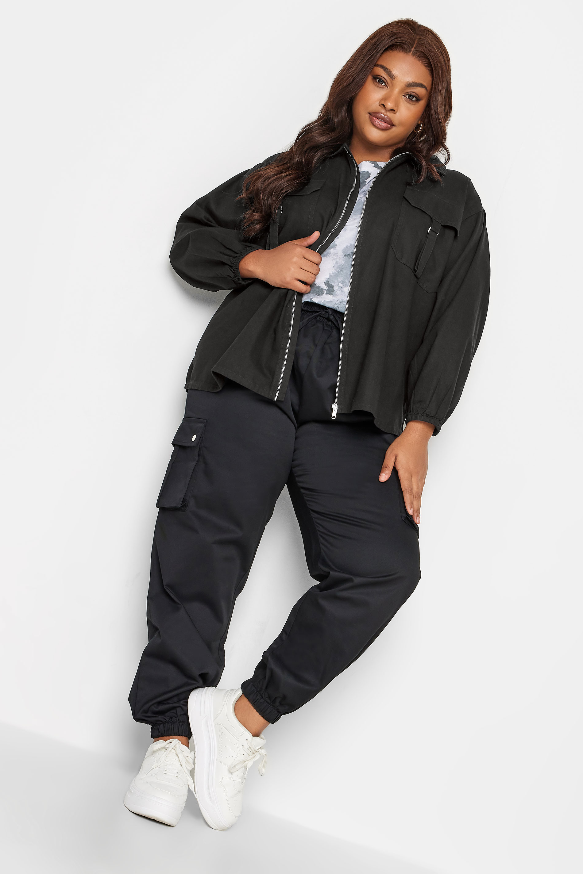LIMITED COLLECTION Plus Size Black Utility Bomber Jacket | Yours Clothing 2
