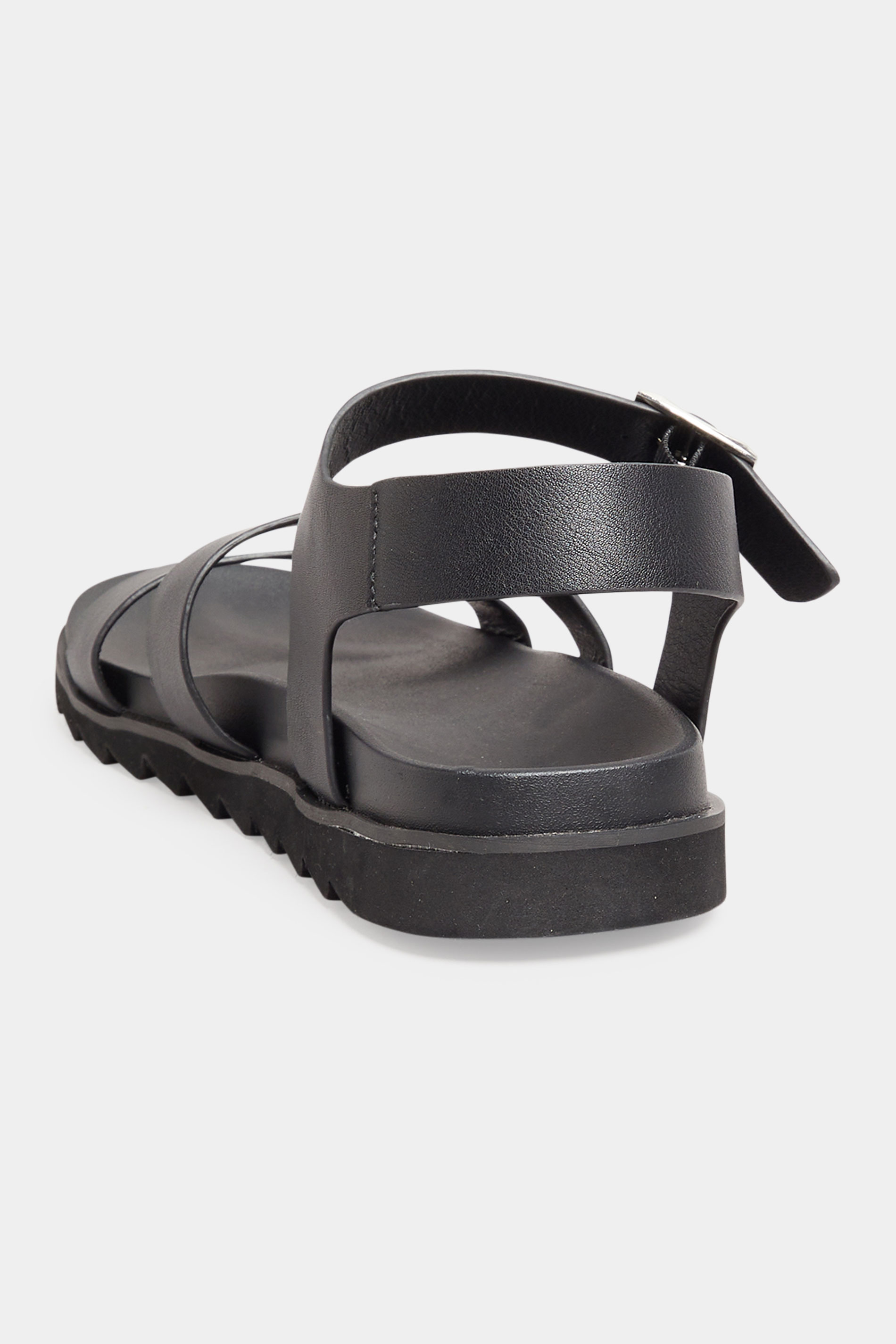 LTS Black Buckle Strap Sandals In Standard Fit | Long Tall Sally