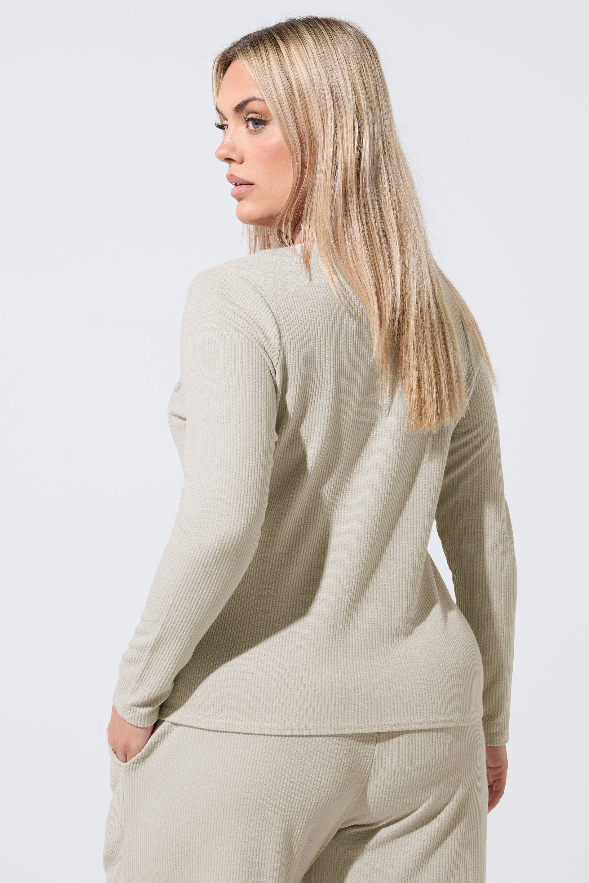 LIMITED COLLECTION Plus Size Beige Ribbed Button Cardigan | Yours Clothing 2