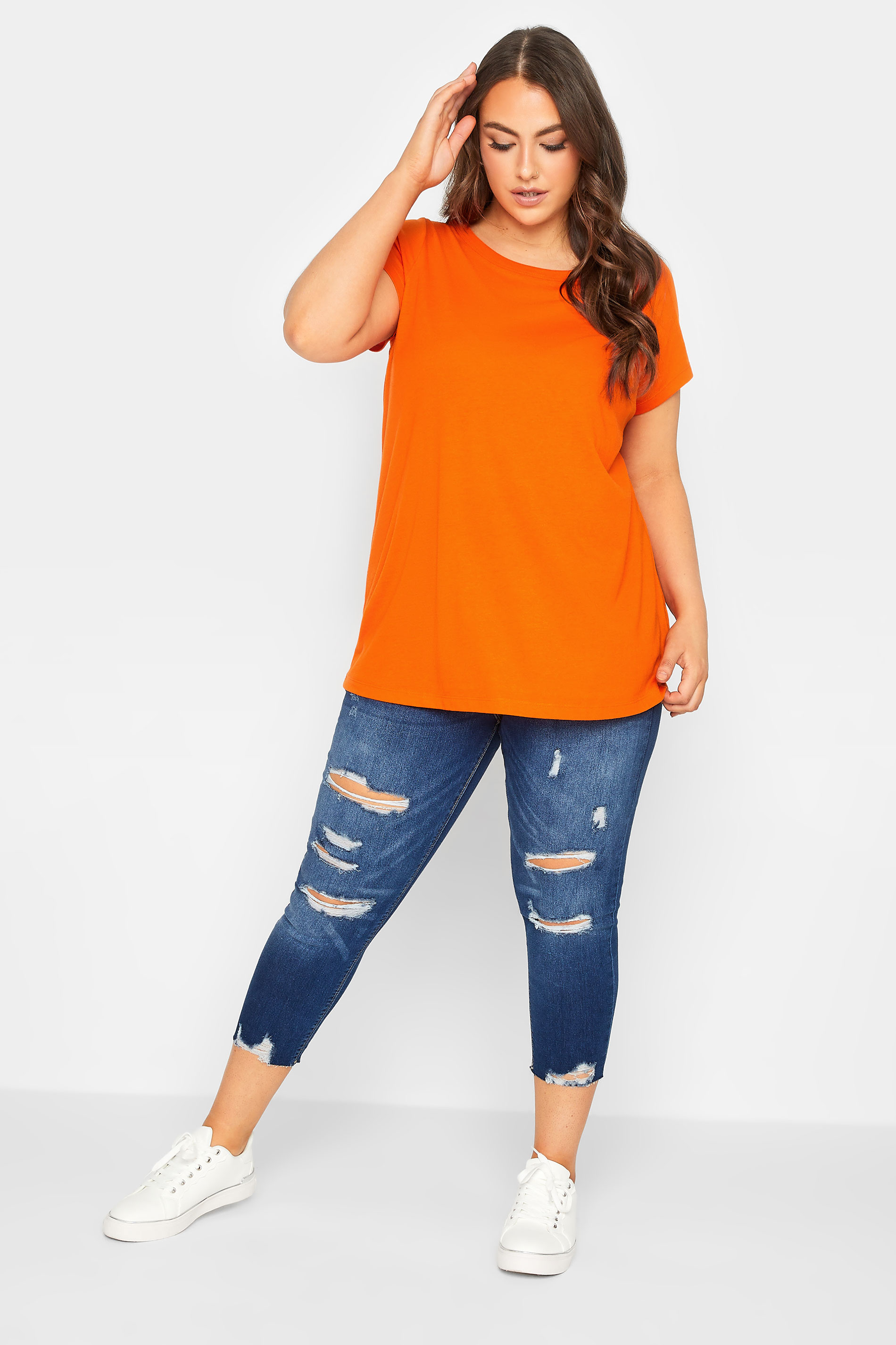 YOURS Curve Plus Size Orange Basic T-Shirt | Yours Clothing  2