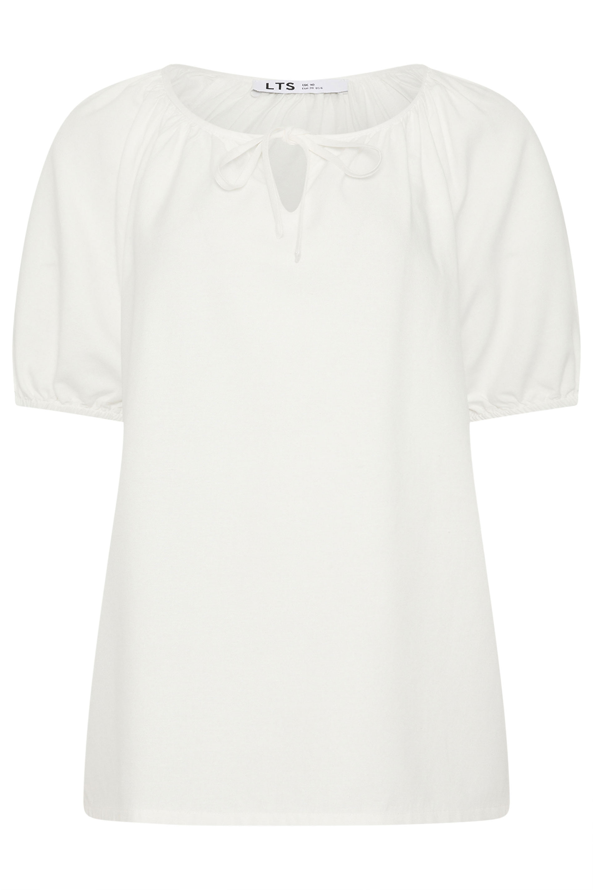 LTS Tall Women's White Tie Front Linen Blouse | Long Tall Sally 6