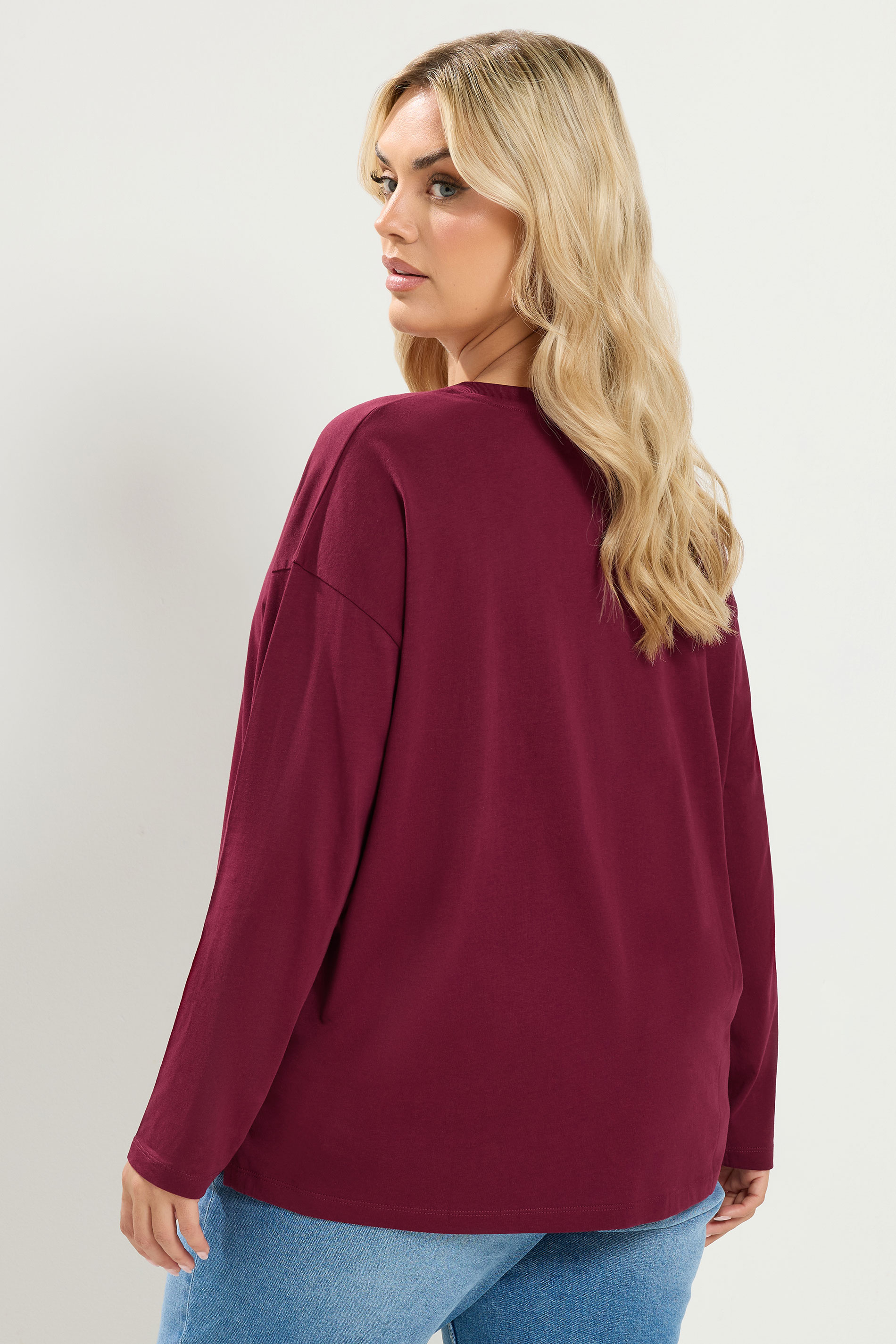 YOURS Plus Size Red Oversized Long Sleeve Top | Yours Clothing 2