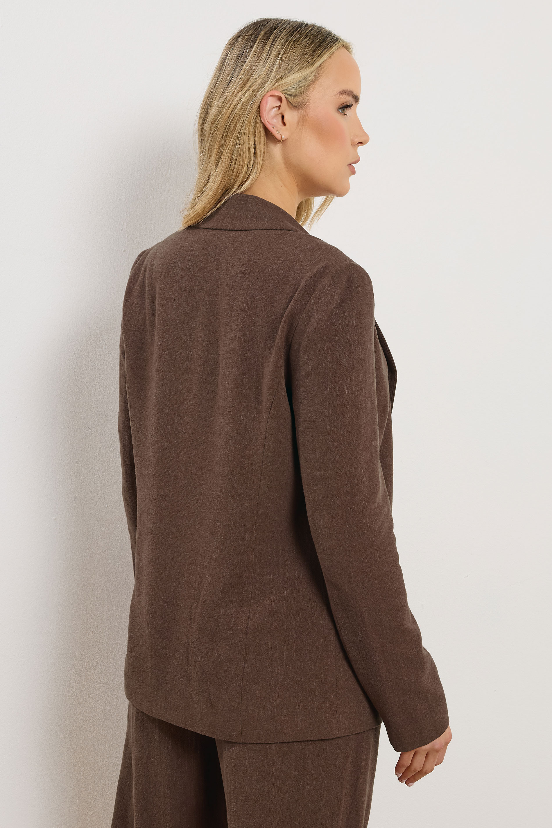 LTS Tall Women's Chocolate Brown Linen Blazer | Long Tall Sally 4