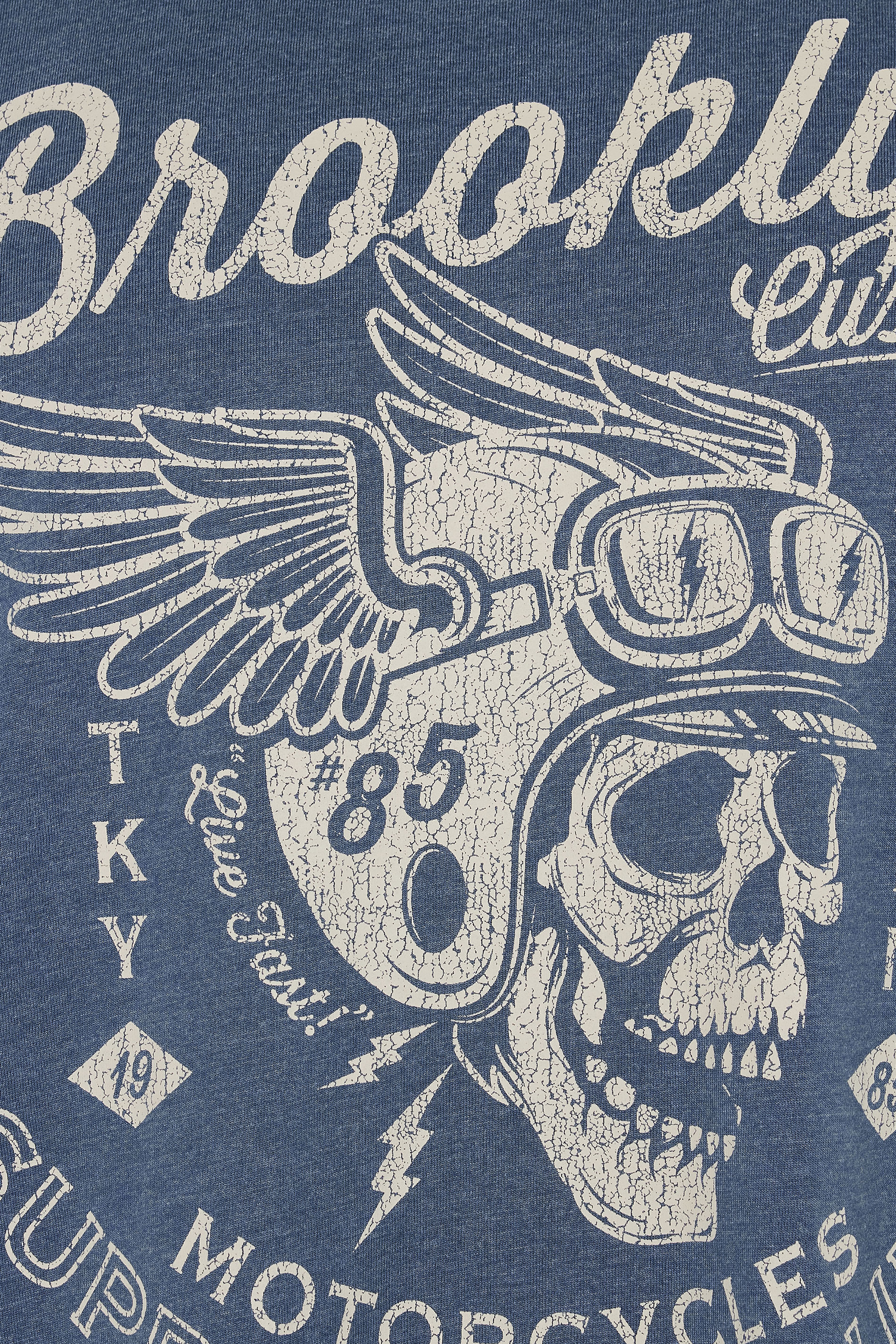 KAM Big & Tall Indigo Blue Brooklyn Motorbike Graphic Print T-Shirt | BadRhino 3