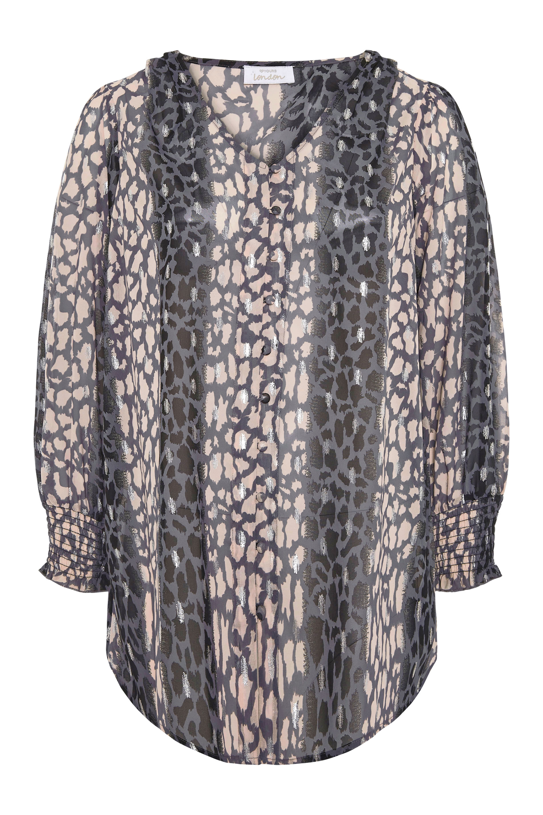 Plus Size YOURS LONDON Grey Animal Print Balloon Sleeve Blouse | Yours ...
