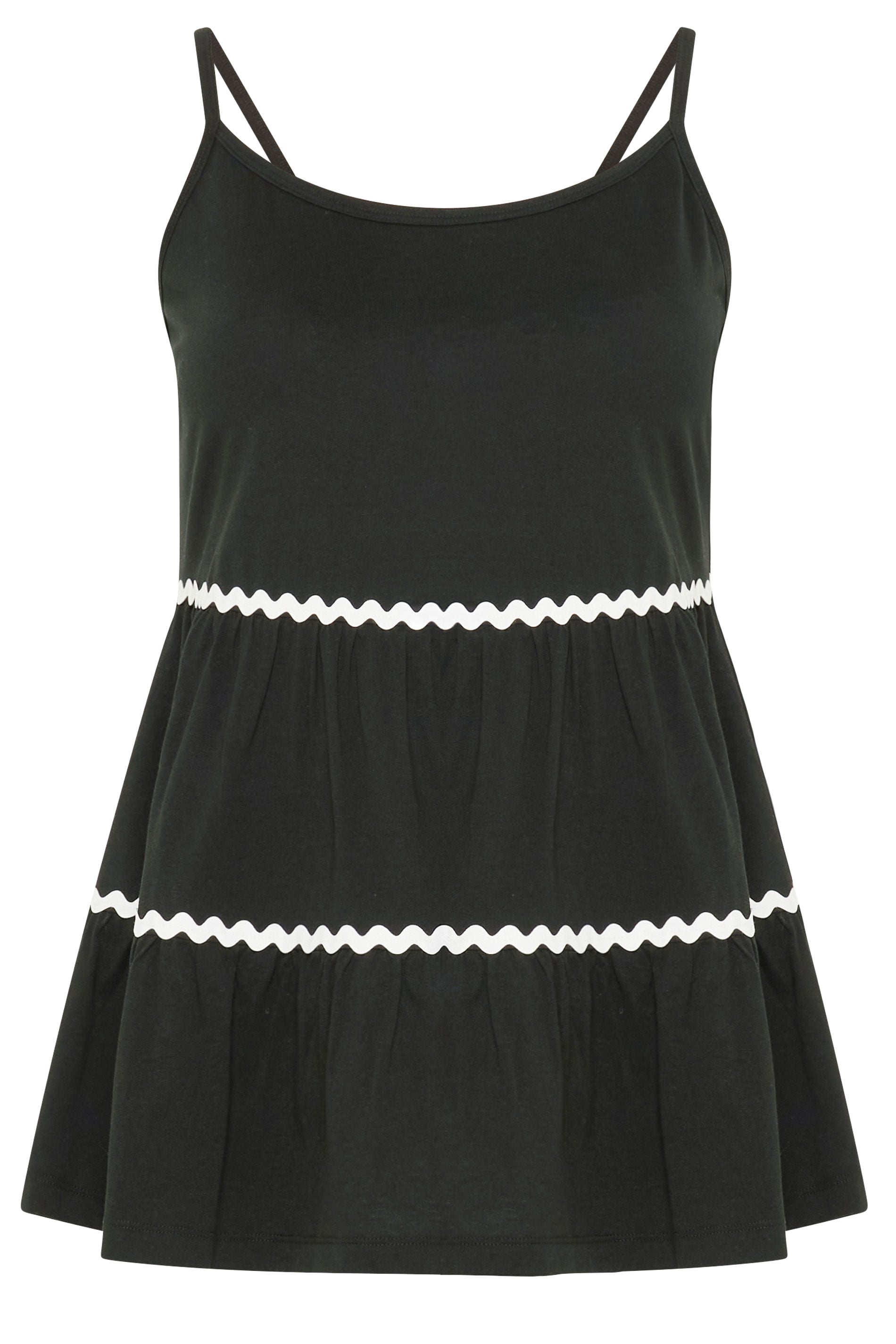 YOURS Plus Size Black Tiered Swing Vest Top | Yours Clothing 5