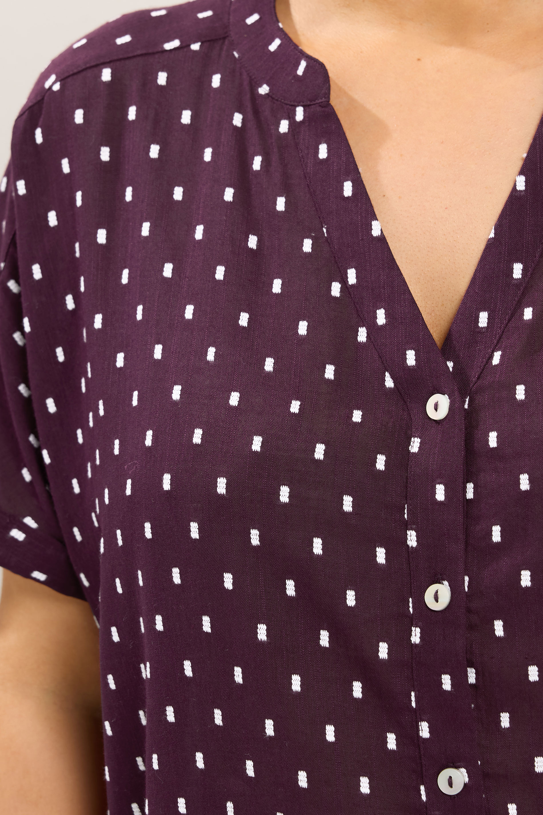 YOURS Curve Purple Notch Neck Dobby Blouse | Yours Clothing 4
