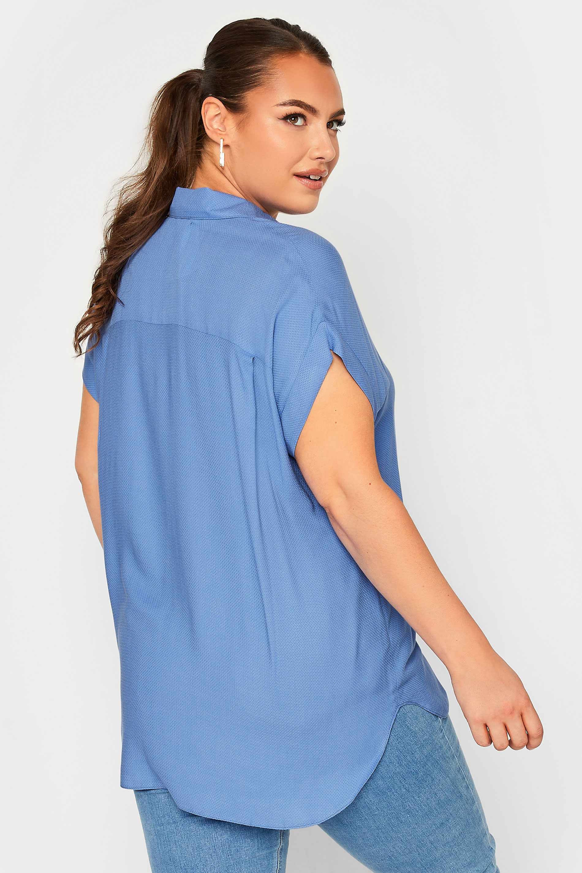 YOURS Plus Size Blue Short Sleeve Shirt | Yours Clothing 3