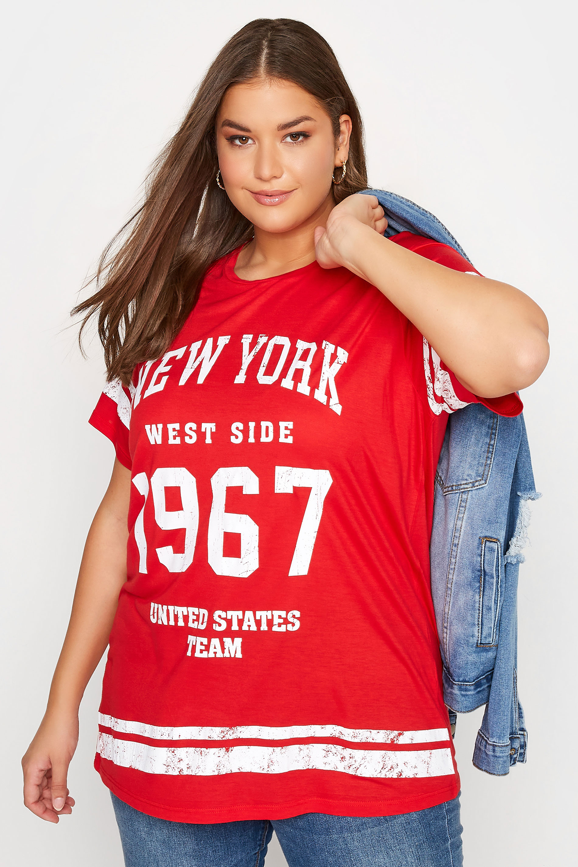 Curve Red 'New York' Logo Printed T-Shirt 1
